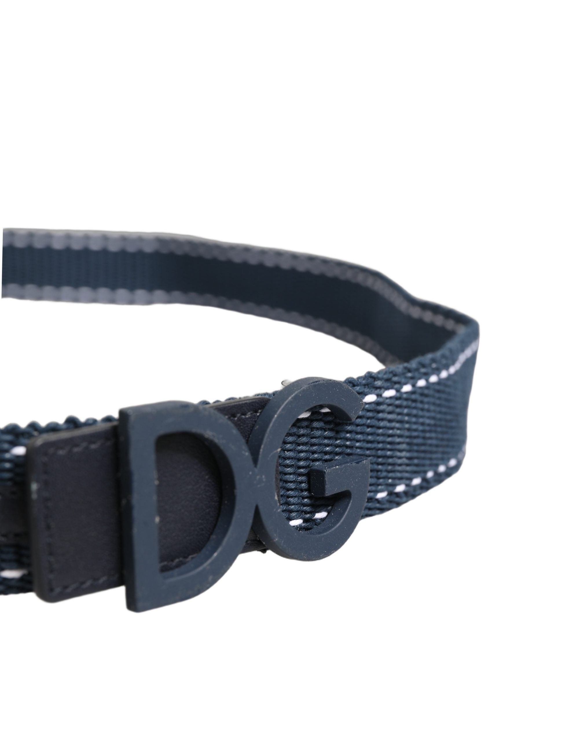 Dolce & Gabbana Blue Cotton Canvas DG Logo Metal Buckle Men's Belt (Pre-Owned)