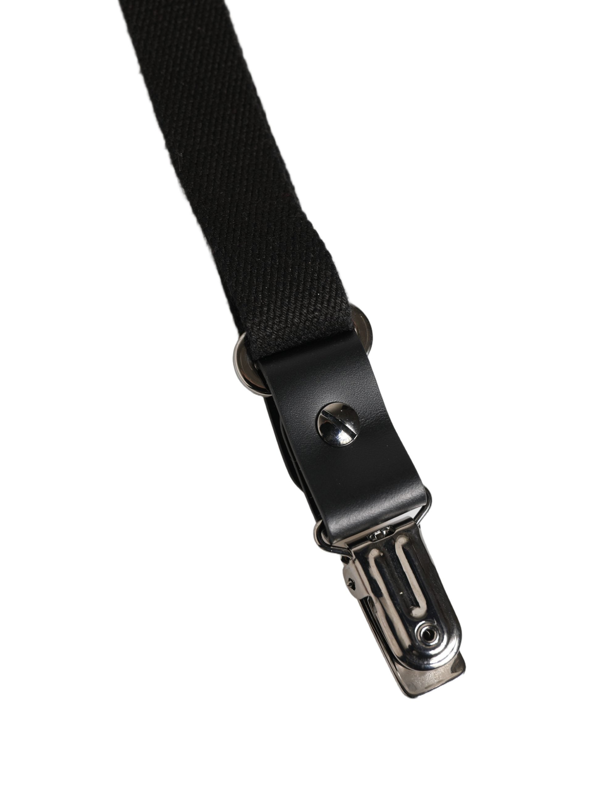 Dolce & Gabbana Black Cotton Leather Elastic Y-back Metal Clips Men's Suspender