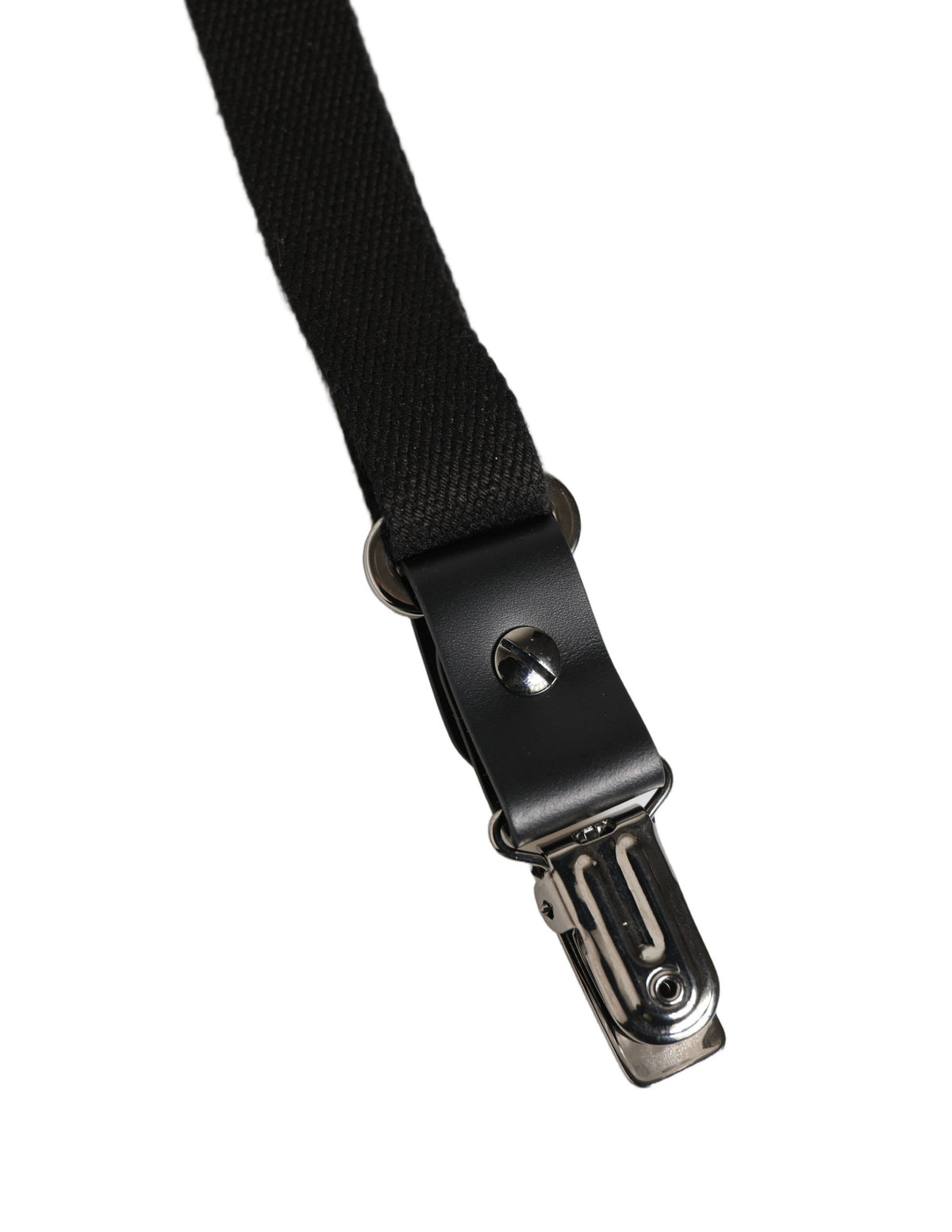 Dolce & Gabbana Black Cotton Leather Elastic Y-back Metal Clips Men's Suspender