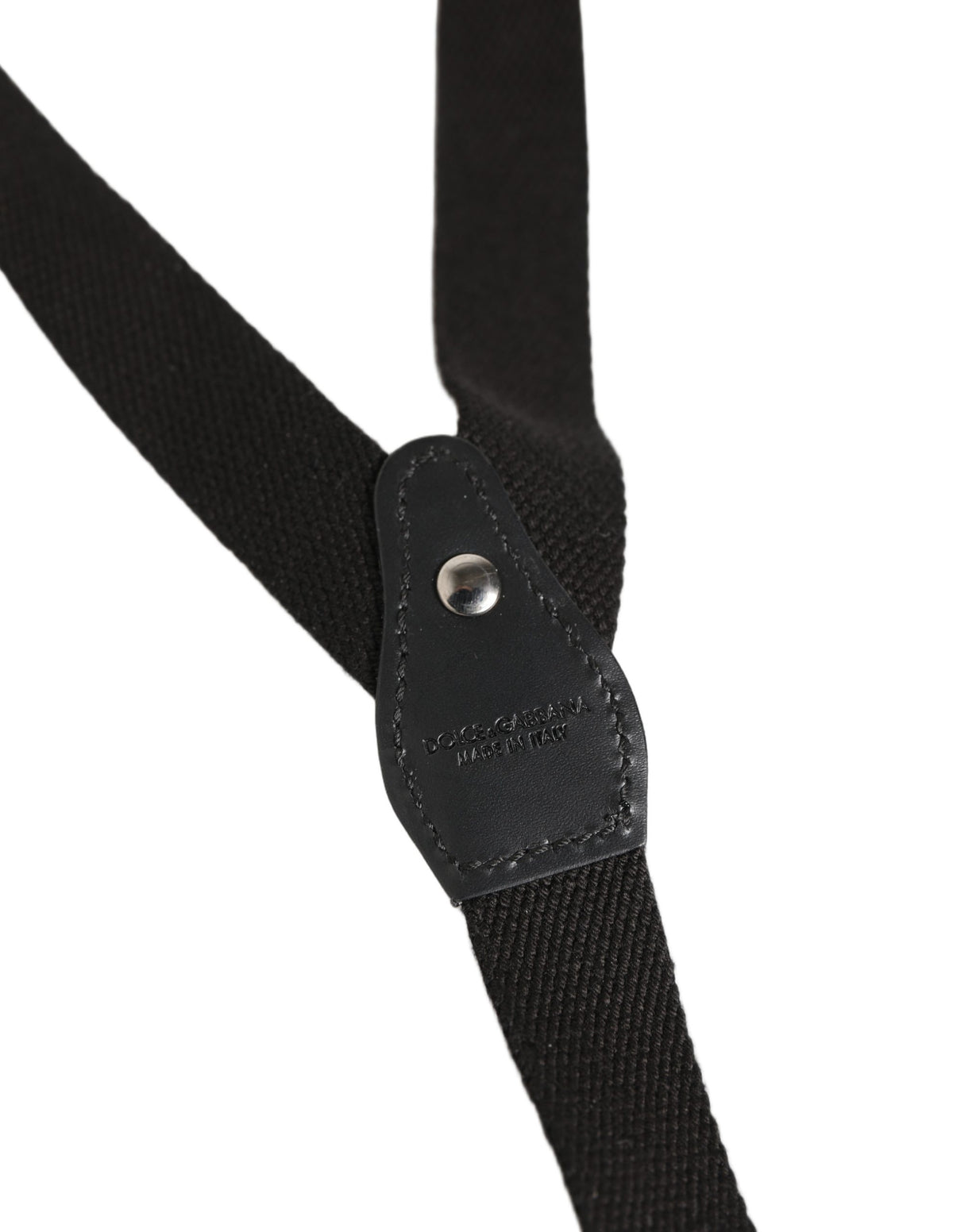 Dolce & Gabbana Black Cotton Leather Elastic Y-back Metal Clips Men's Suspender