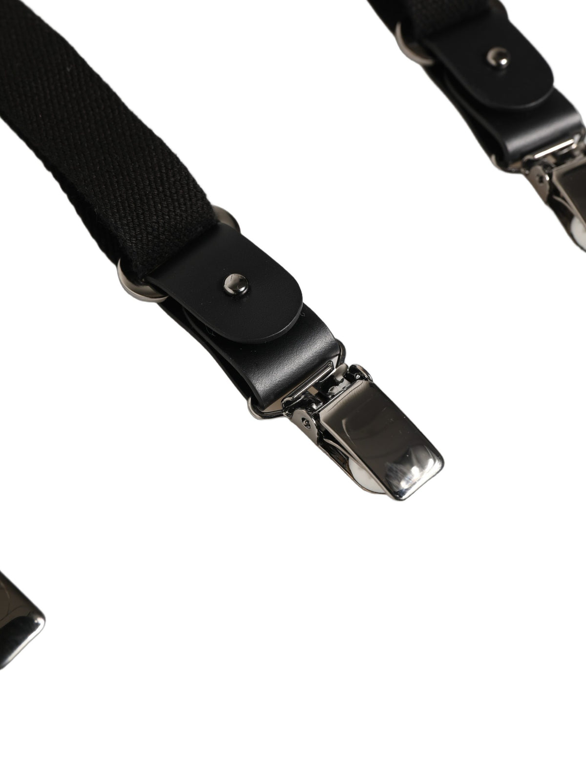 Dolce & Gabbana Black Cotton Leather Elastic Y-back Metal Clips Men's Suspender