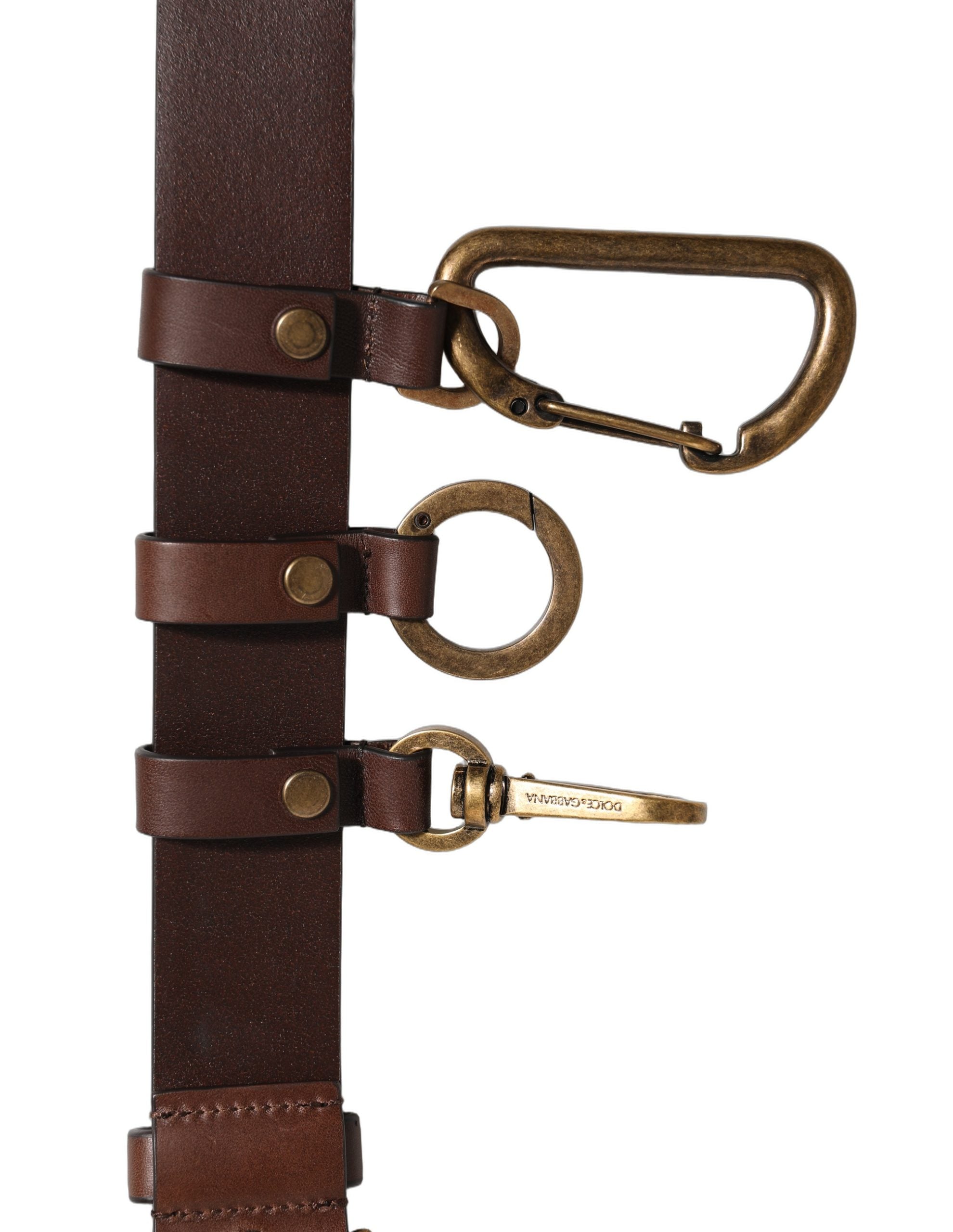 Dolce & Gabbana Brown Calfskin Leather Gold Metal Buckle Women's Belt