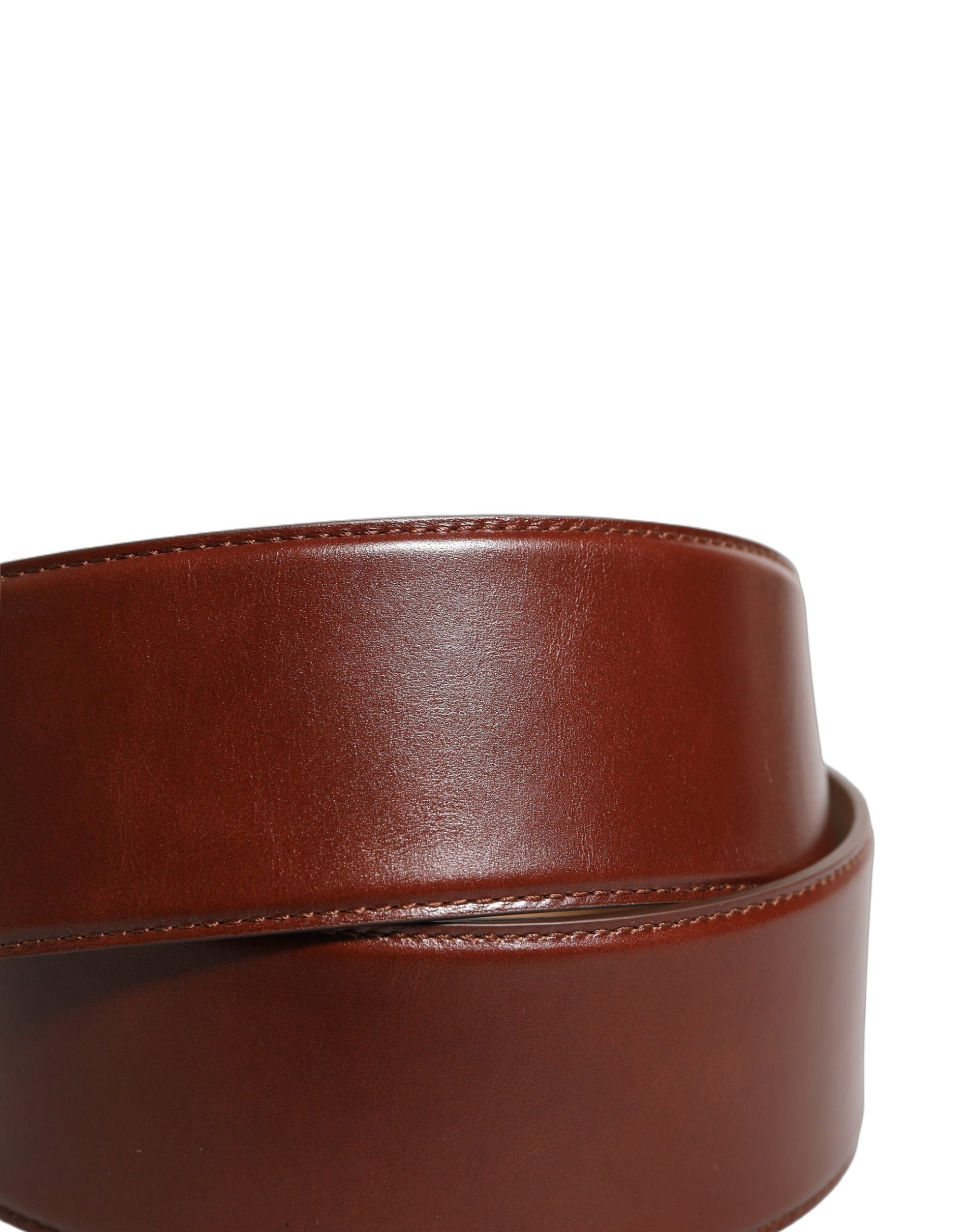Dolce & Gabbana Brown Calfskin Leather Gold Metal Buckle Women's Belt