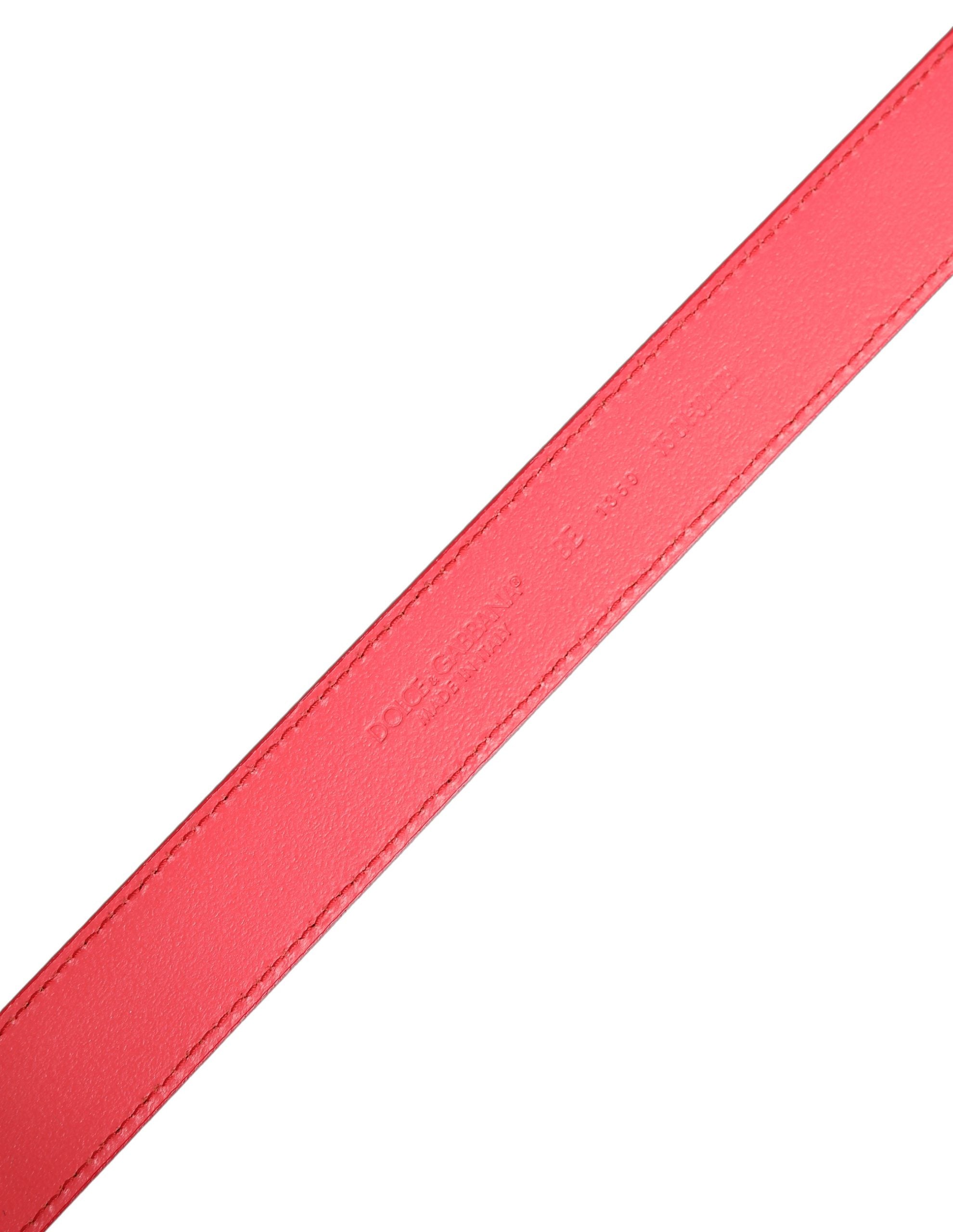 Dolce & Gabbana Pink Lambskin Leather Silver Metal Buckle Women's Belt