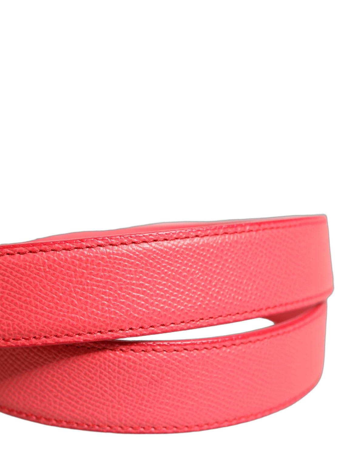 Dolce & Gabbana Pink Lambskin Leather Silver Metal Buckle Women's Belt