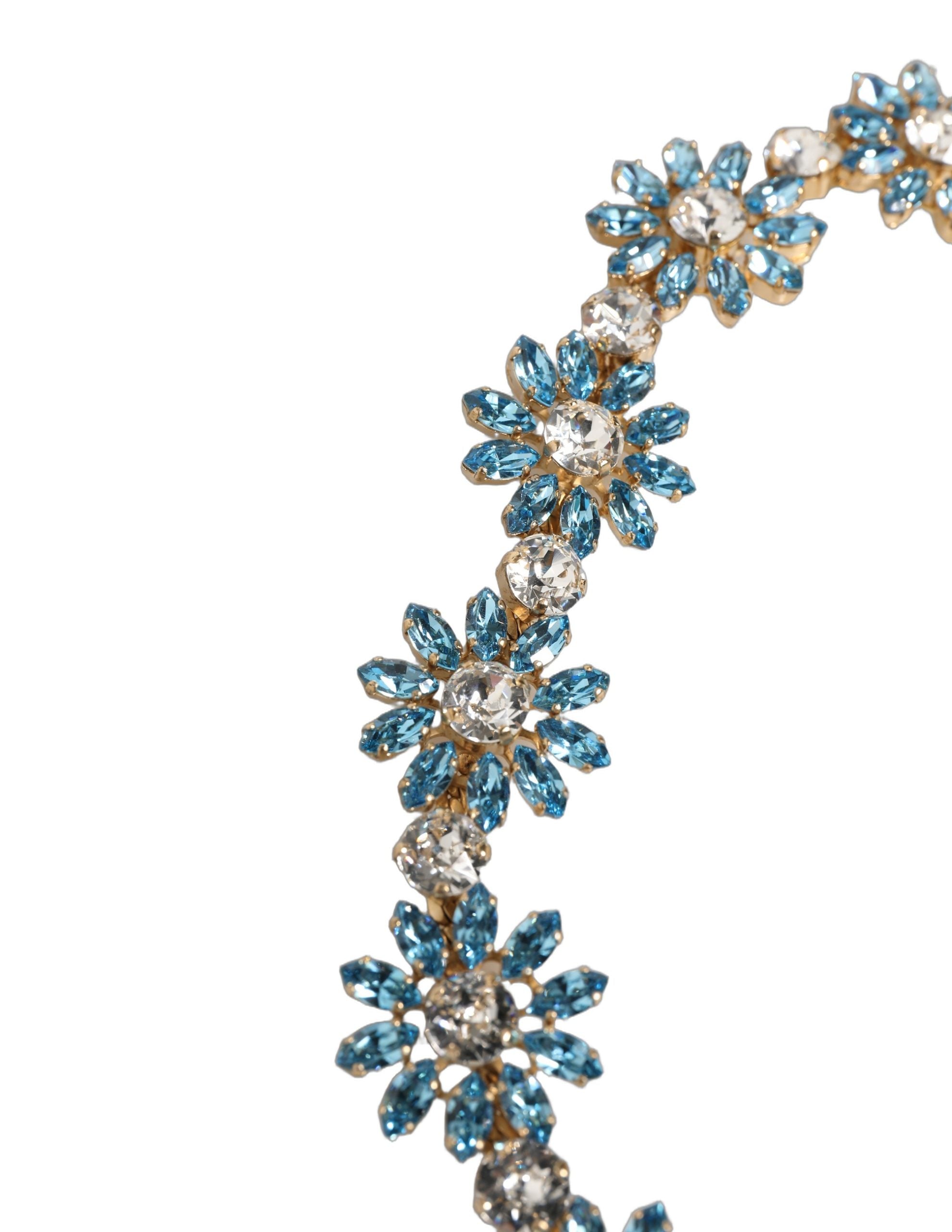 Dolce & Gabbana Green Leather Daisy Crystal Embellished Waist Women's Belt