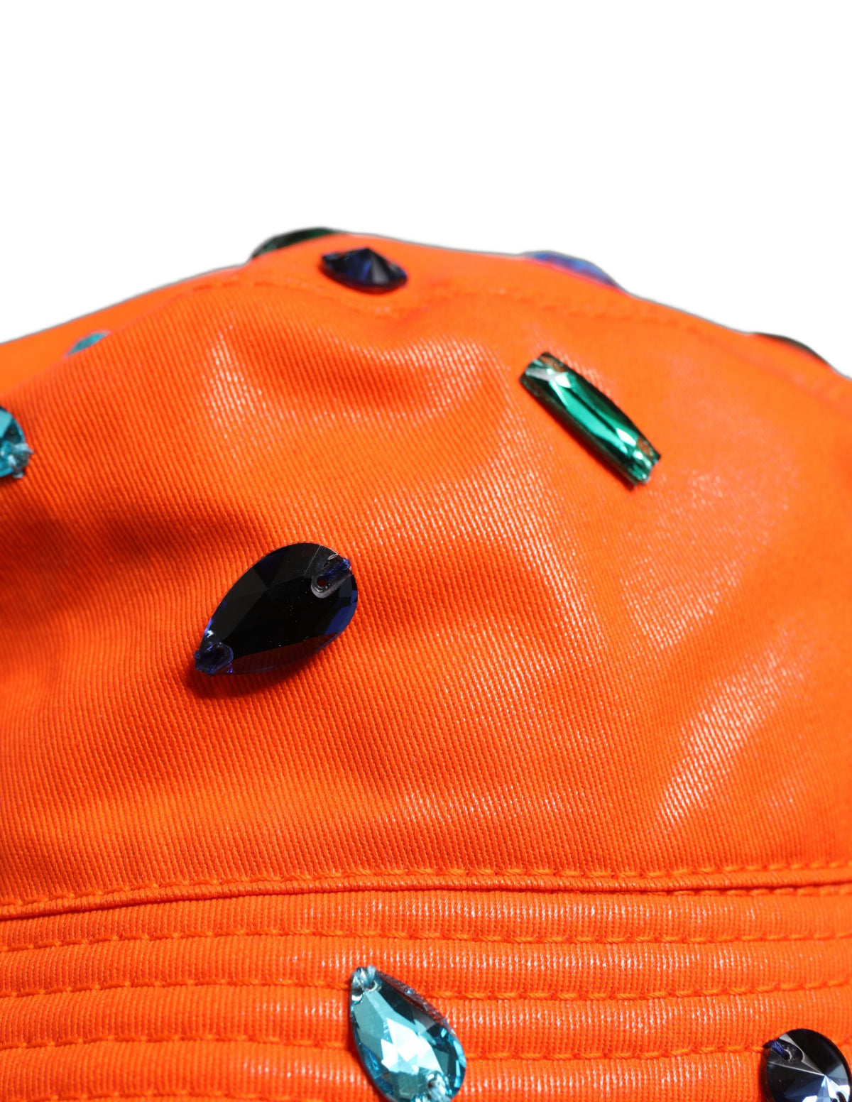 Dolce & Gabbana Orange Crystal Embellished Bucket Fisherman Cap Women's Hat