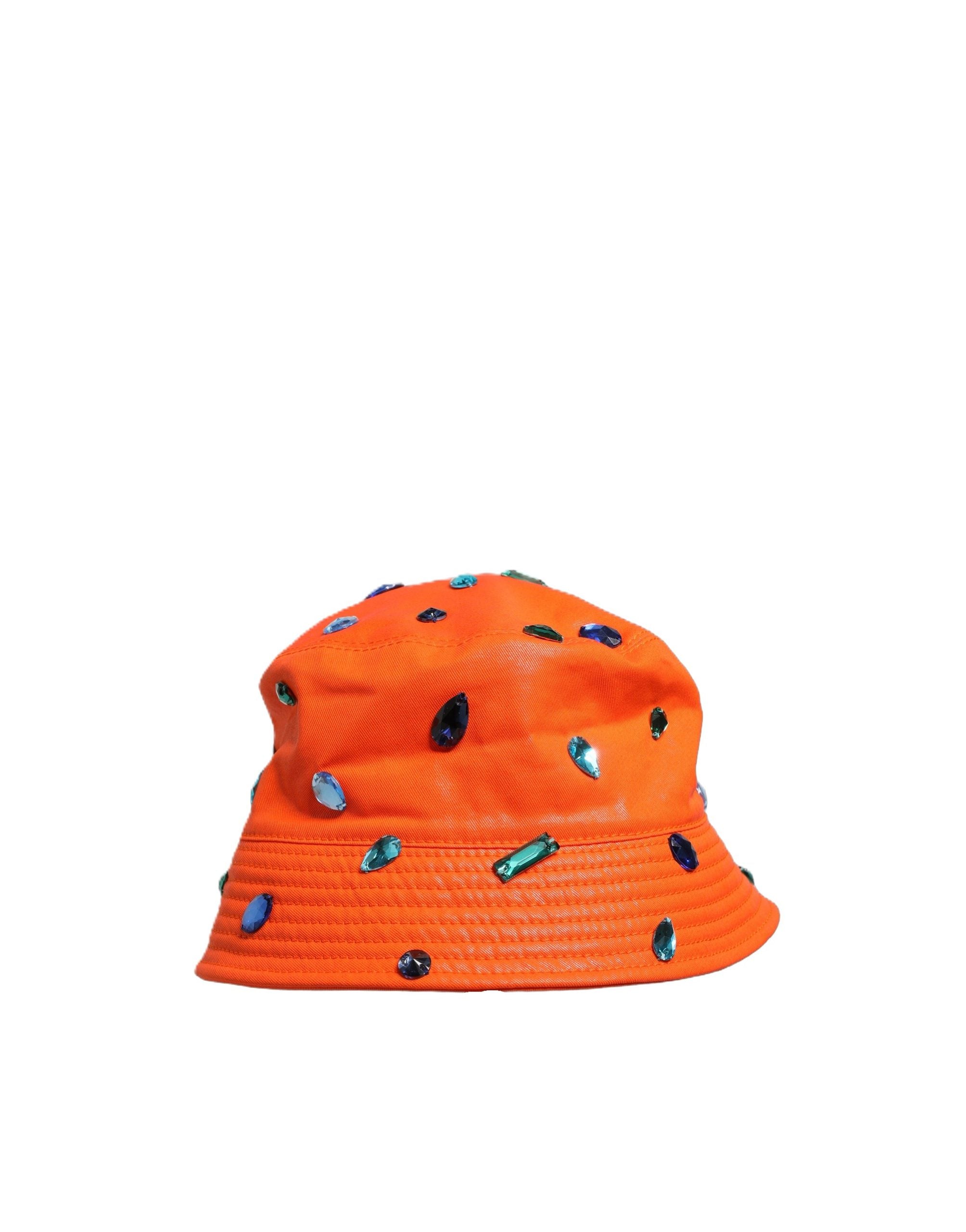 Dolce & Gabbana Orange Crystal Embellished Bucket Fisherman Cap Women's Hat