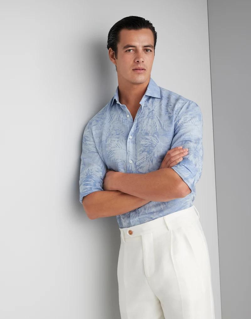 Brunello Cucinelli Blue Cotton Men's Shirt