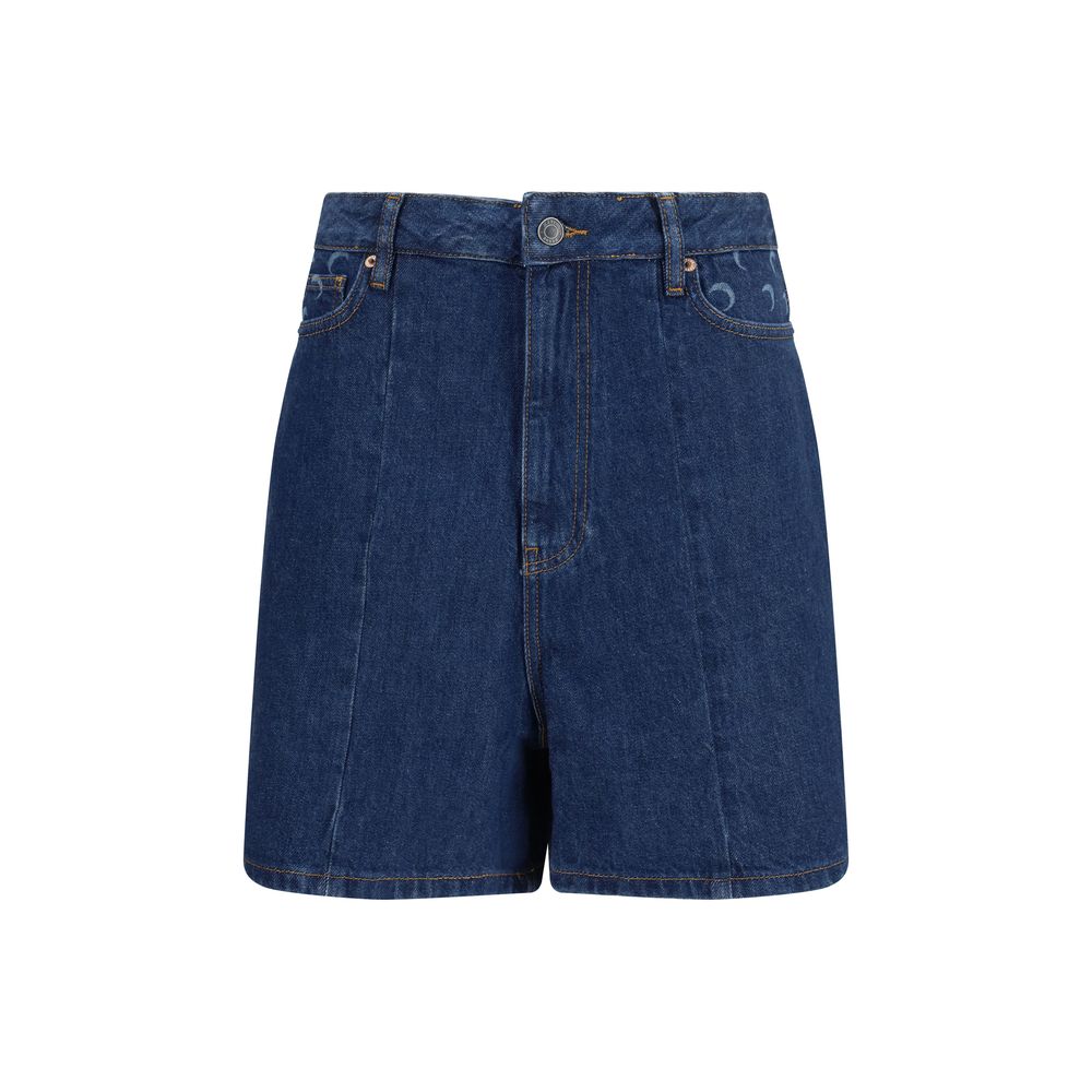 Marine Serre Blue Cotton Bermuda Women's Shorts
