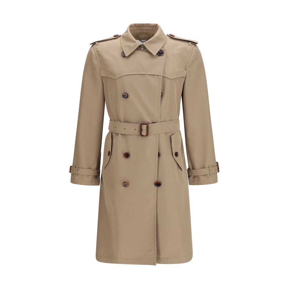 Burberry Brown Silk Trench Men's Coat