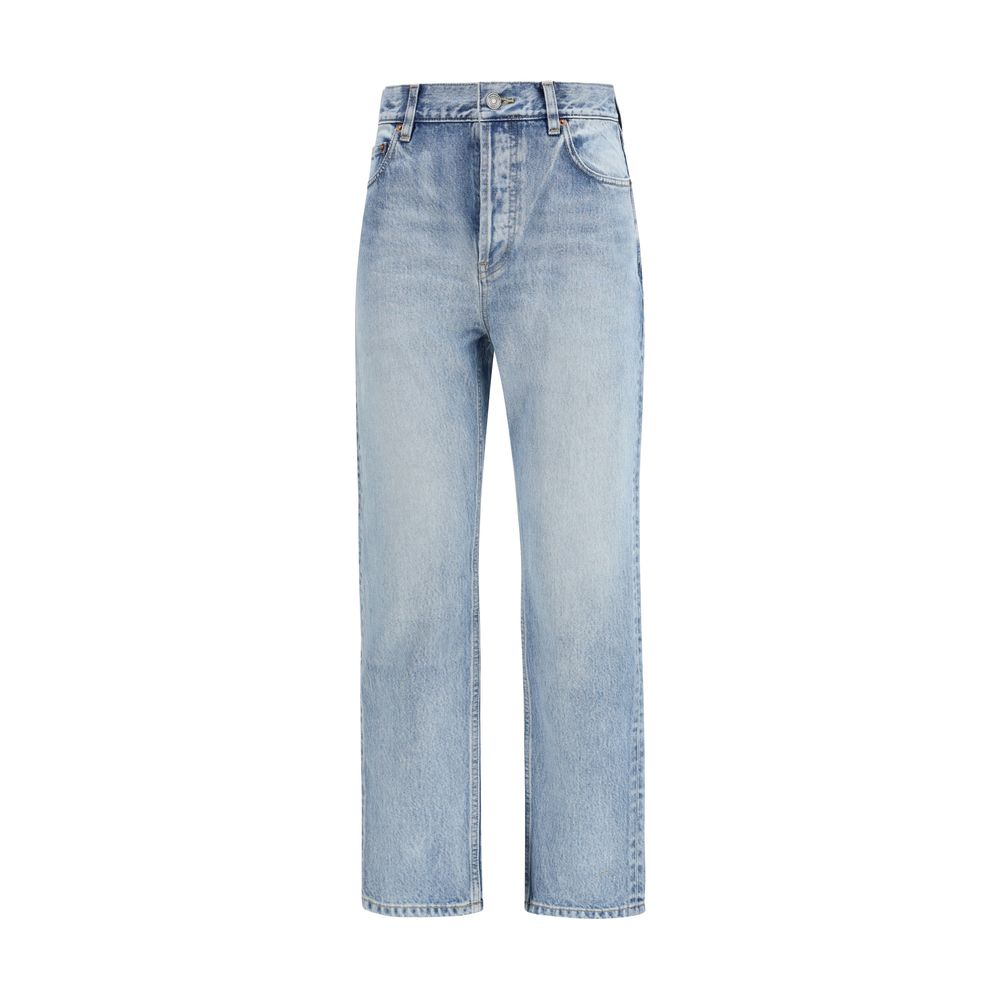 Saint Laurent Blue Cotton Cropped Women's Jeans