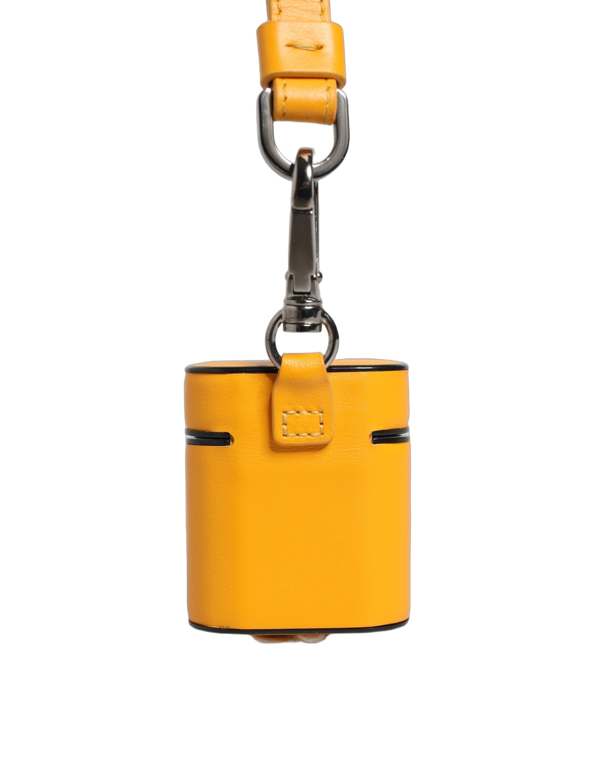 Dolce & Gabbana Case Yellow Calf Leather Logo Flip Holder Strap Women's Airpods