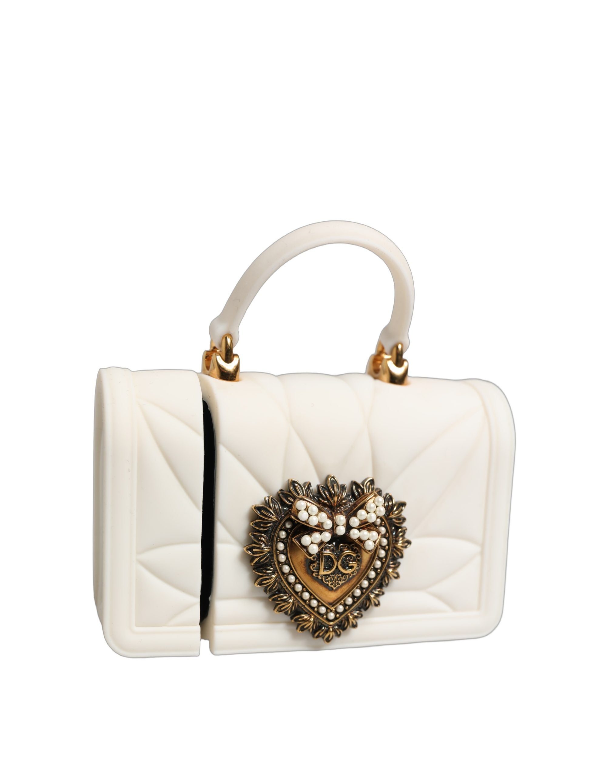 Dolce & Gabbana Case White Silicone Devotion Heart Cover Hand Bag Women's Airpod