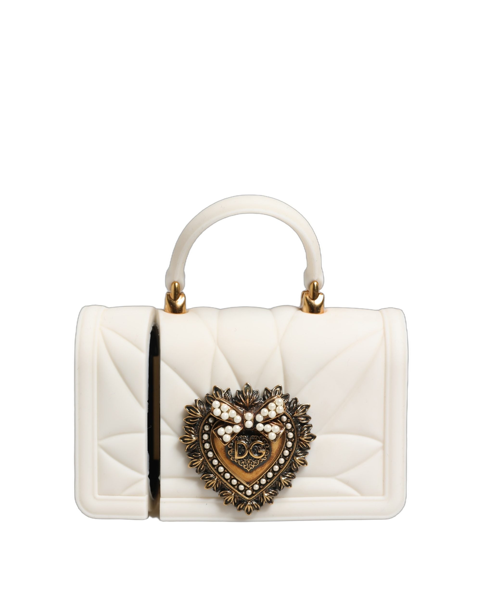 Dolce & Gabbana Case White Silicone Devotion Heart Cover Hand Bag Women's Airpod