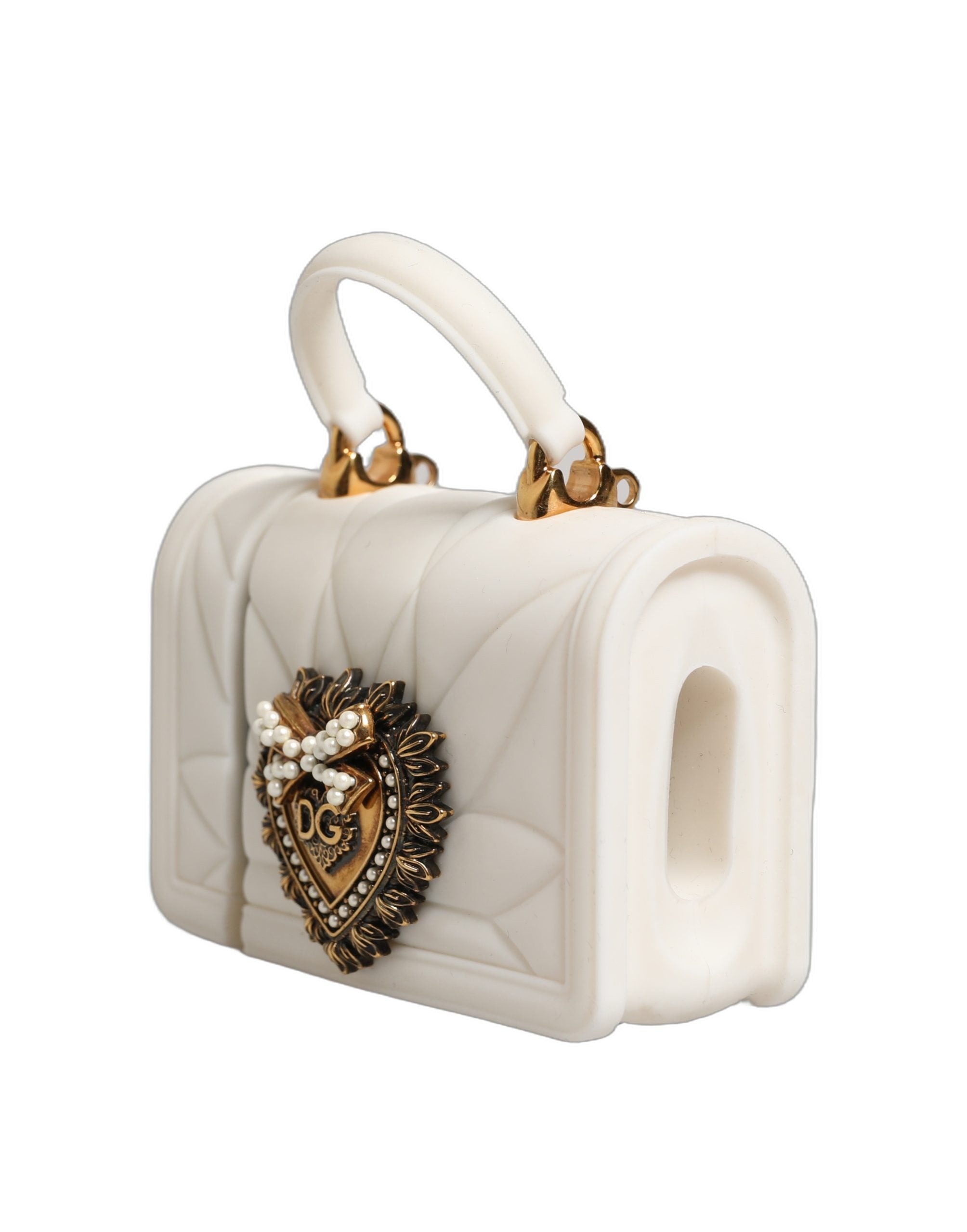 Dolce & Gabbana Case White Silicone Devotion Heart Cover Hand Bag Women's Airpod