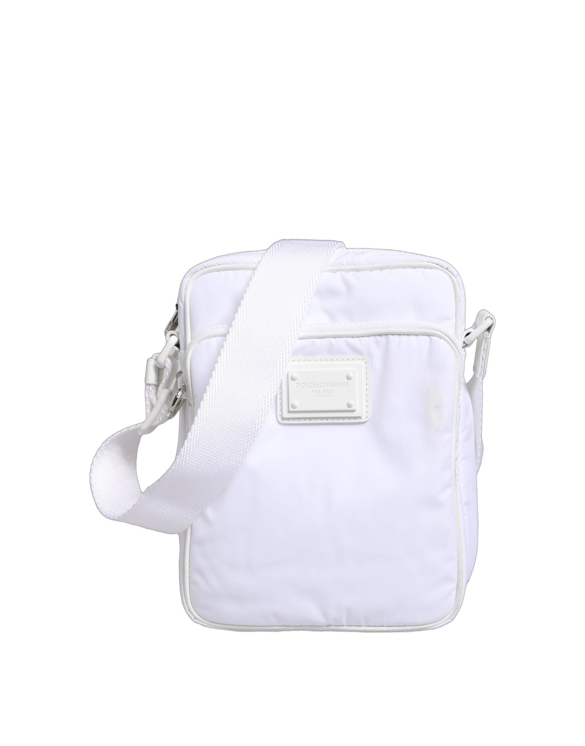 Dolce & Gabbana White Logo Plaque Crossbody Shoulder Borse Men Men's Bag (Pre-Owned)
