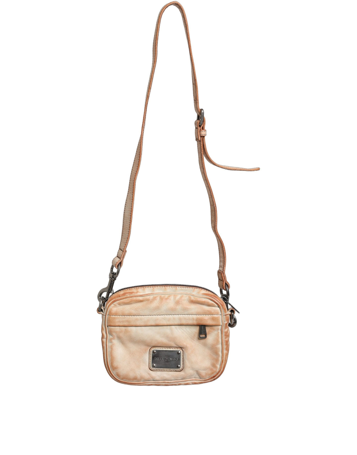 Dolce & Gabbana Beige Vintage Leather Logo Plaque Shoulder Borse Men Men's Bag