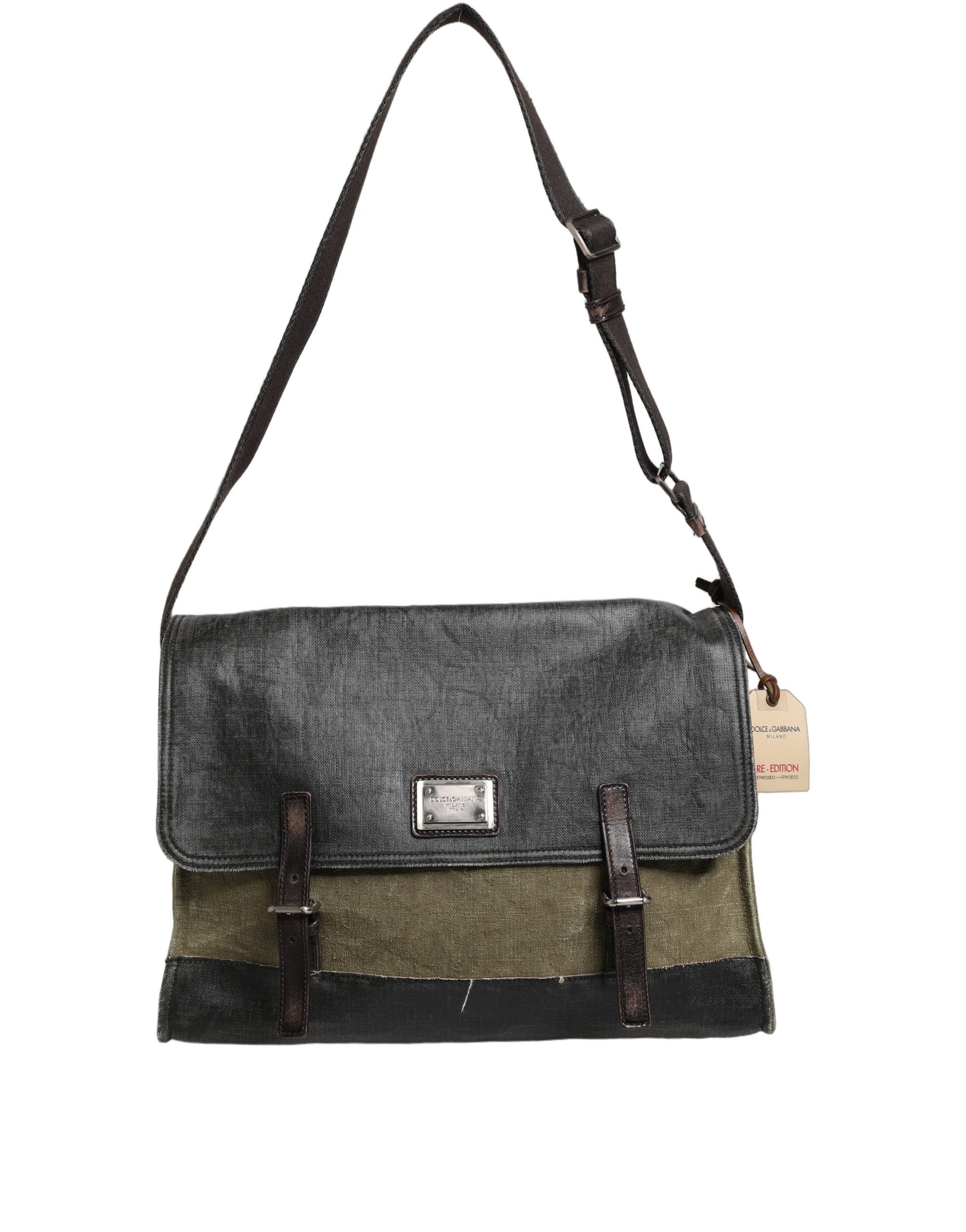 Dolce & Gabbana Military Green Two Tone Messenger Shoulder Borse Men Men's Bag