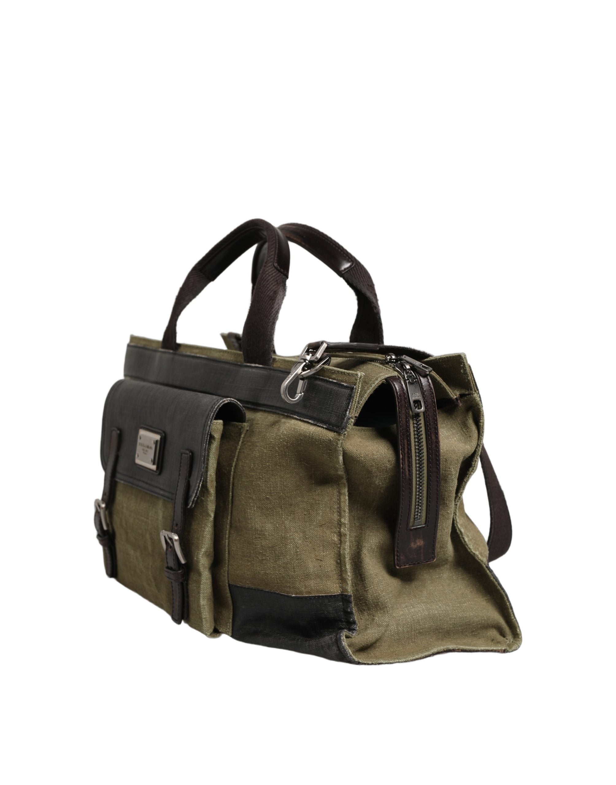 Dolce & Gabbana Military Green Two Tone Tote Duffel Shoulder Borse Men's Bag