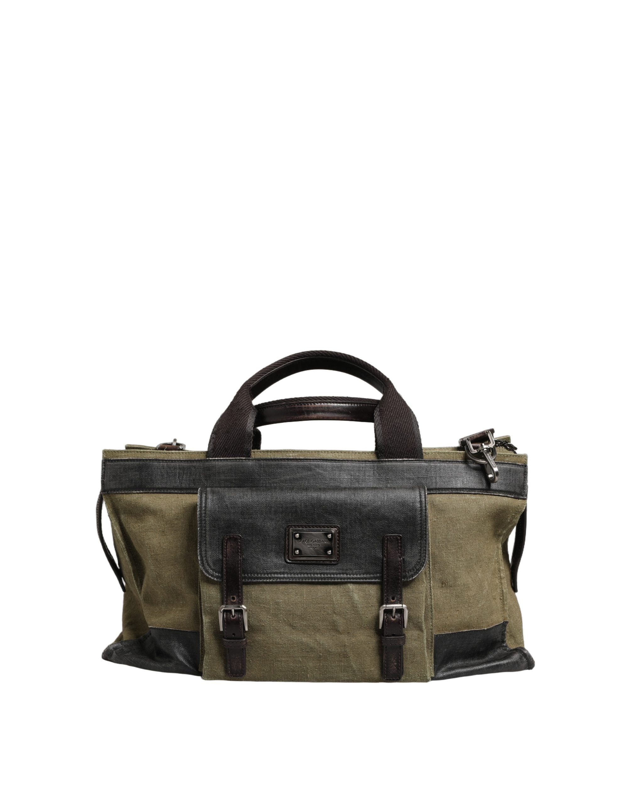 Dolce & Gabbana Military Green Two Tone Tote Duffel Shoulder Borse Men's Bag