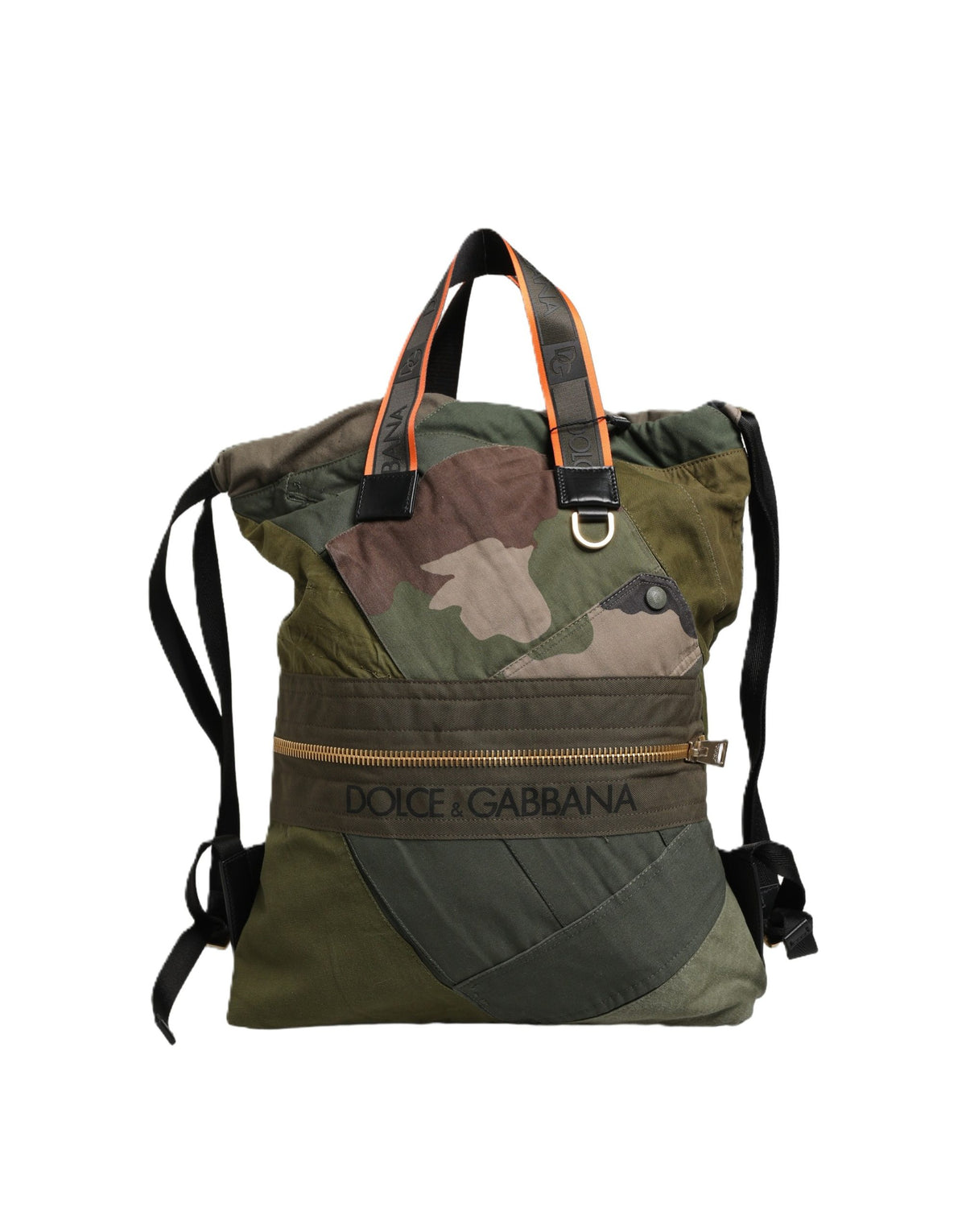 Dolce & Gabbana Military Green Patchwork Rucksack Backpack Borse Men Men's Bag