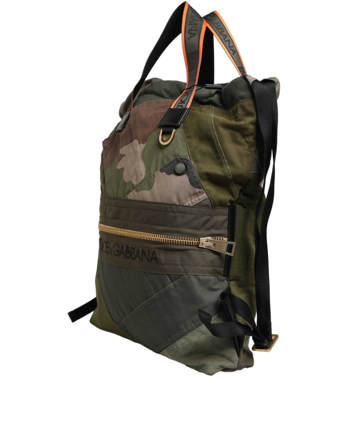 Dolce & Gabbana Military Green Patchwork Rucksack Backpack Borse Men Men's Bag