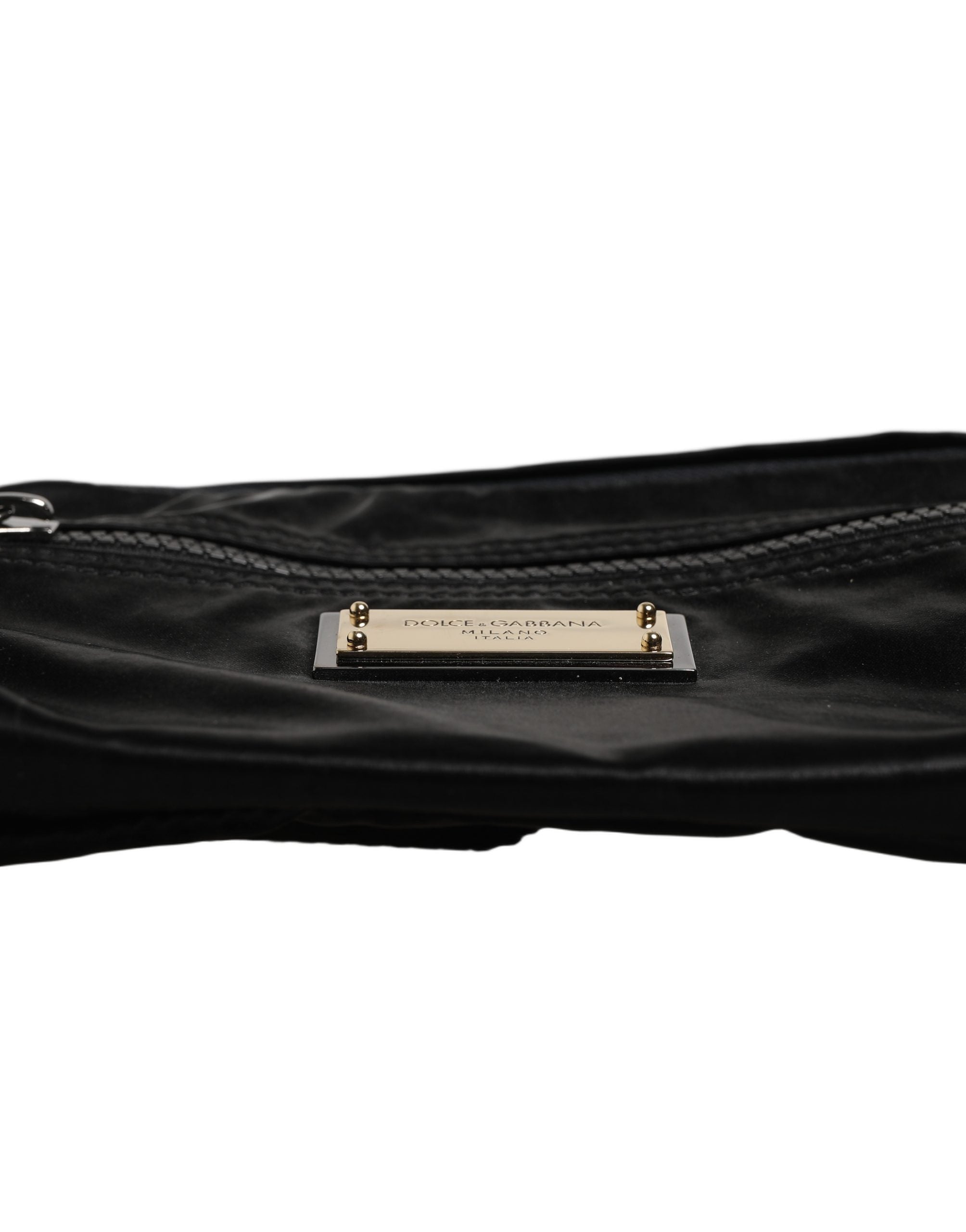 Dolce & Gabbana Black Nylon Brass Plate BumMen's Waist Fanny Pack Men Men's Bag
