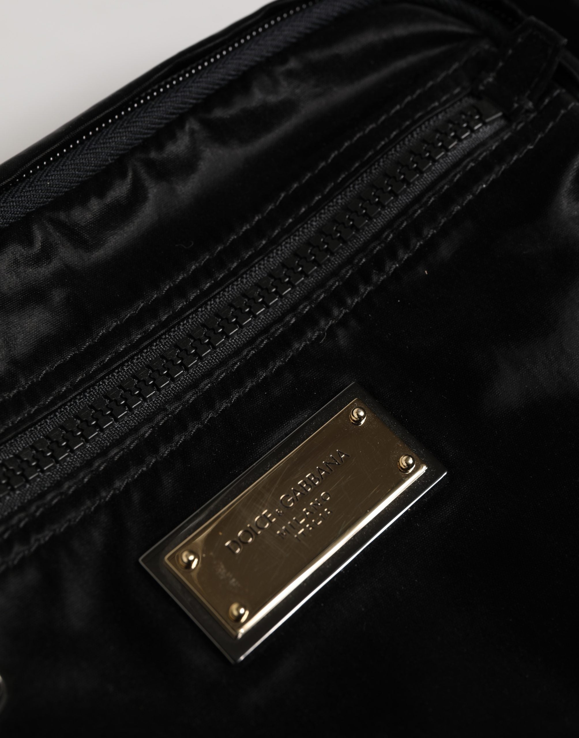 Dolce & Gabbana Black Nylon Brass Plate BumMen's Waist Fanny Pack Men Men's Bag