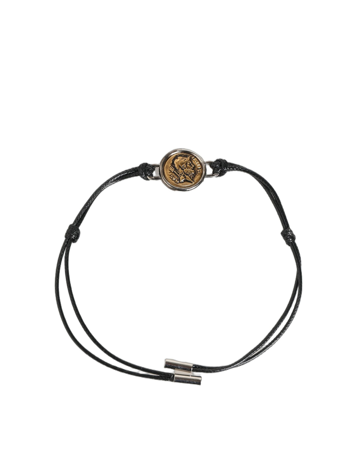 Dolce & Gabbana Black Polyester Cord Gold Tone Roman Coin Charm Women's Bracelet (Pre-Owned)