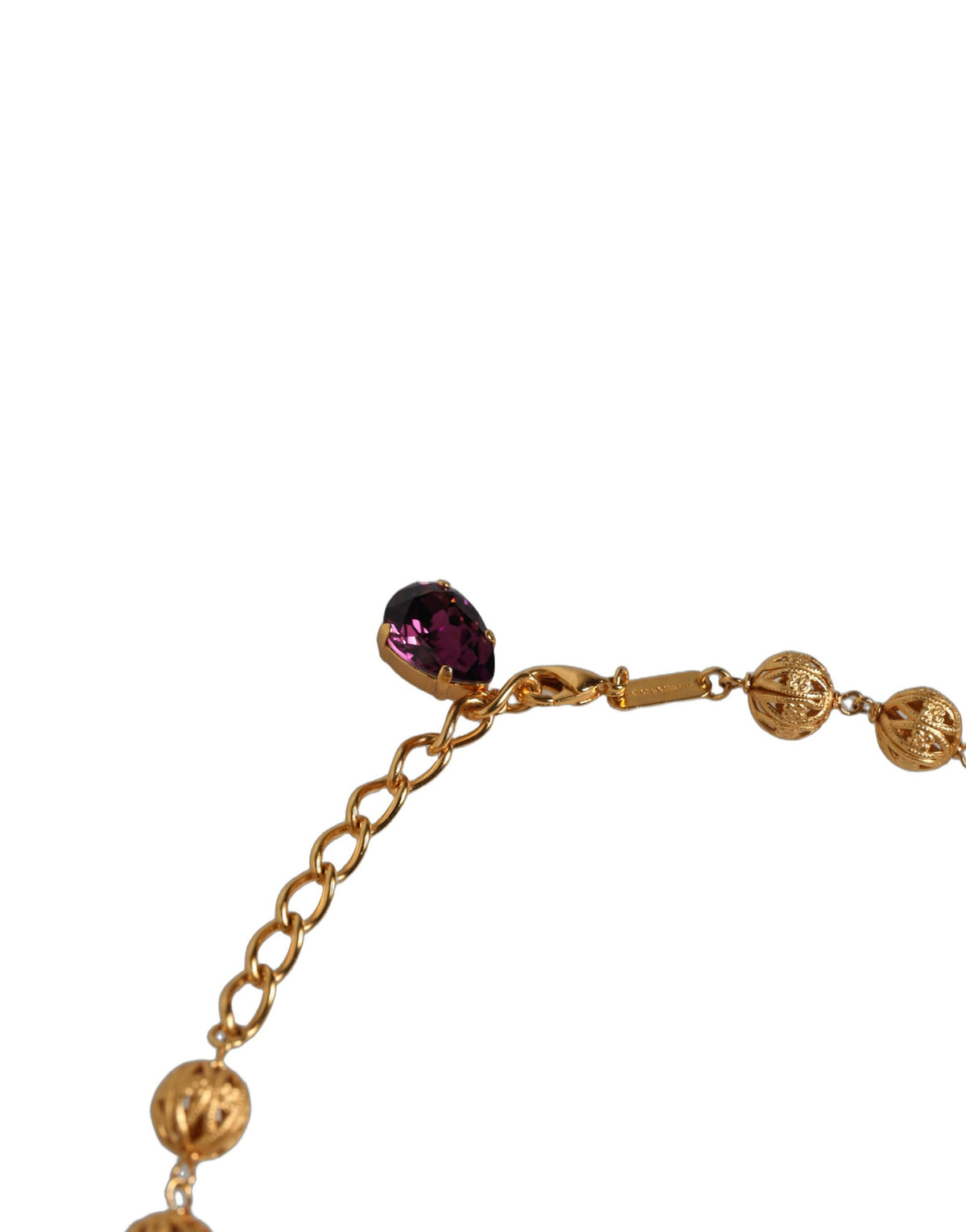 Dolce & Gabbana Gold Brass Mix Fiori Flowers Crystal Chain Women's Necklace