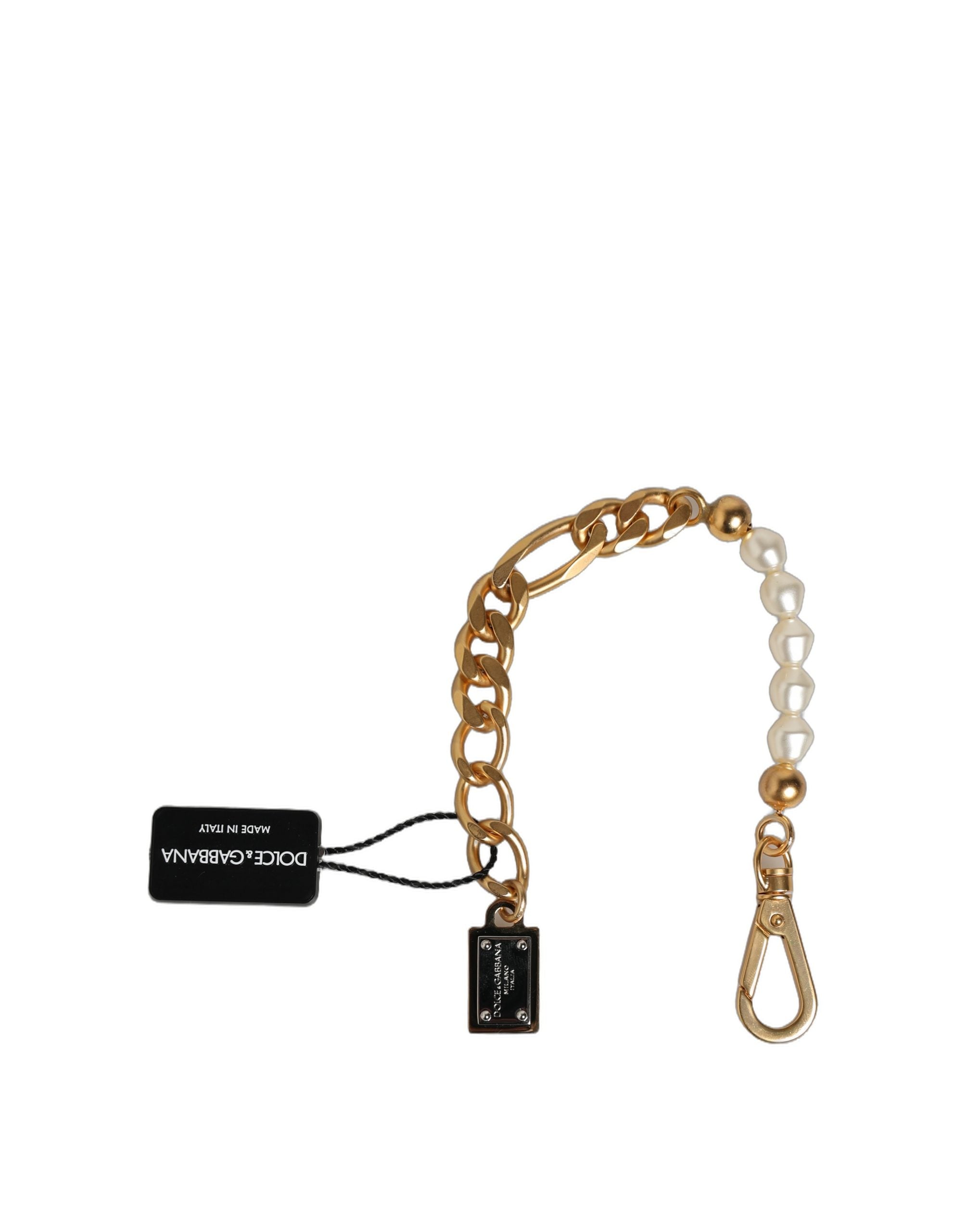 Dolce & Gabbana Gold Brass Pearl Embellished Chain Link Jewelry Women's Bracelet (Pre-Owned)