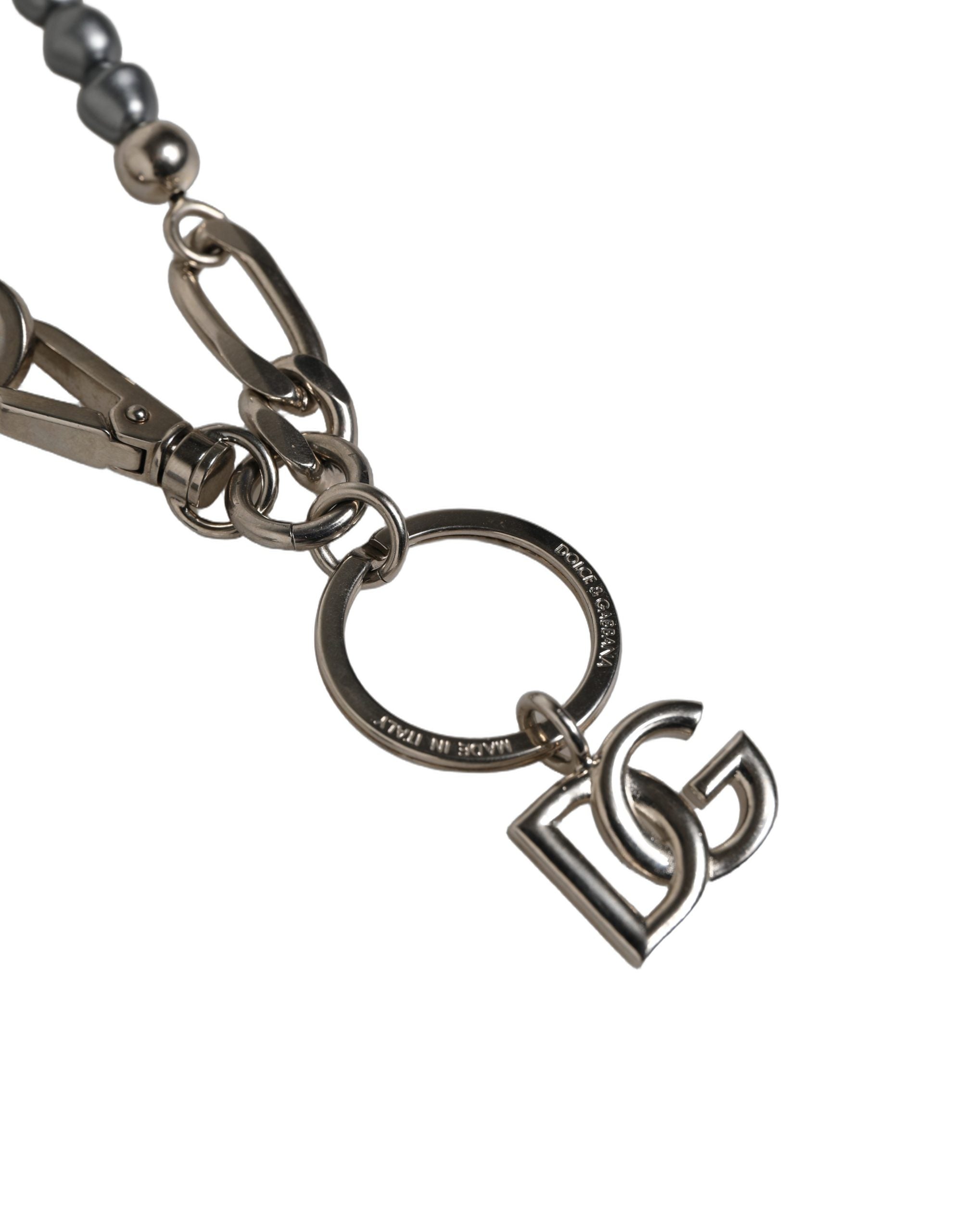 Dolce & Gabbana Silver Tone Chain Signature DG Logo Pendant Women's Necklace