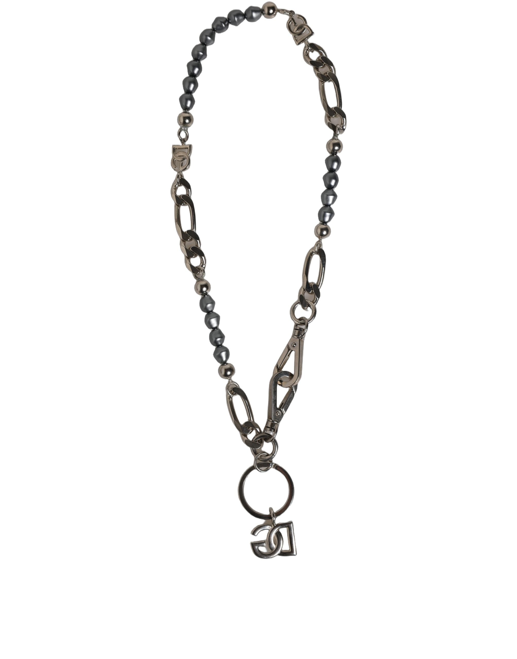 Dolce & Gabbana Silver Tone Chain Signature DG Logo Pendant Women's Necklace