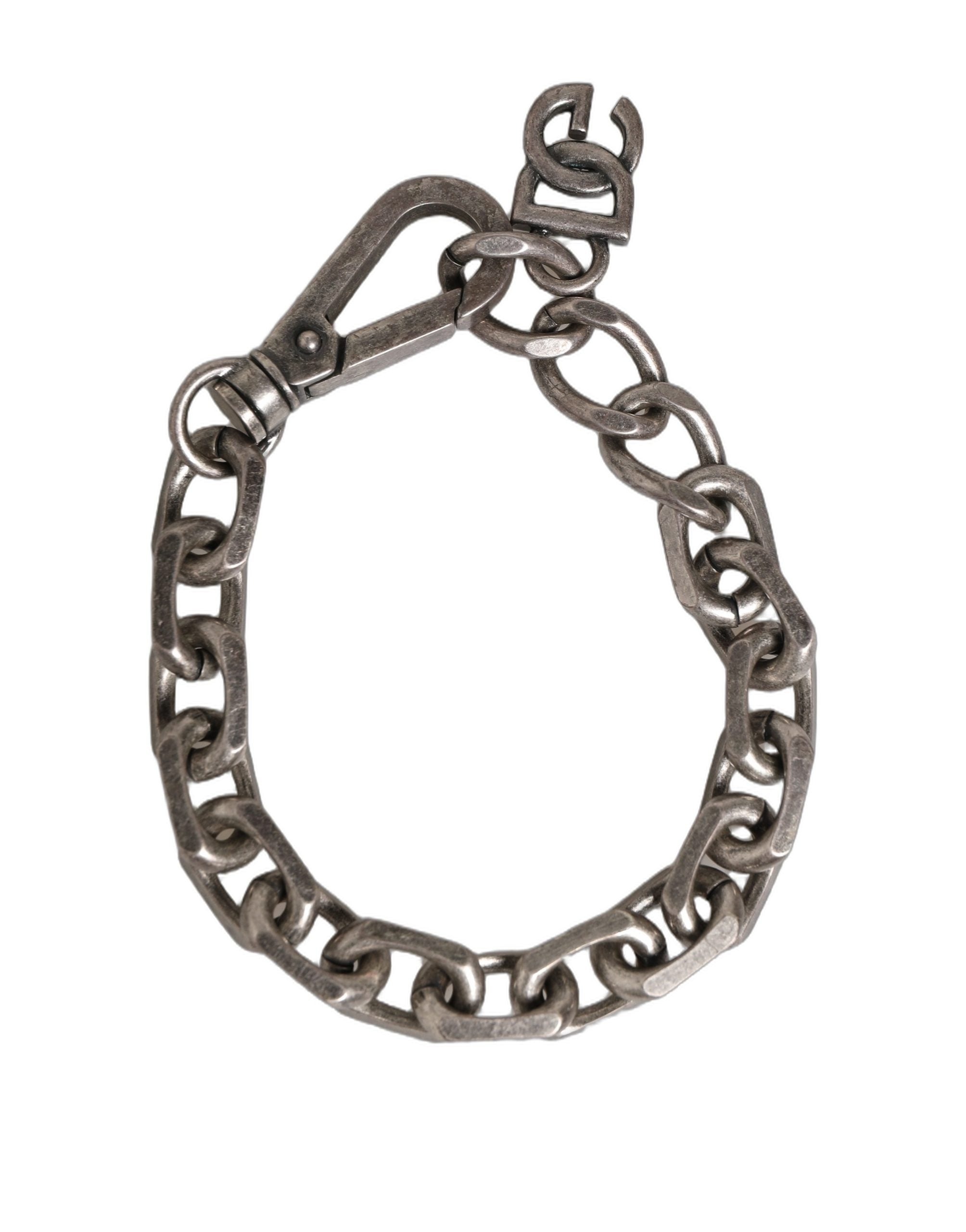 Dolce & Gabbana Silver Tone Heavy Chain Link Signature DG Logo Women's Bracelet