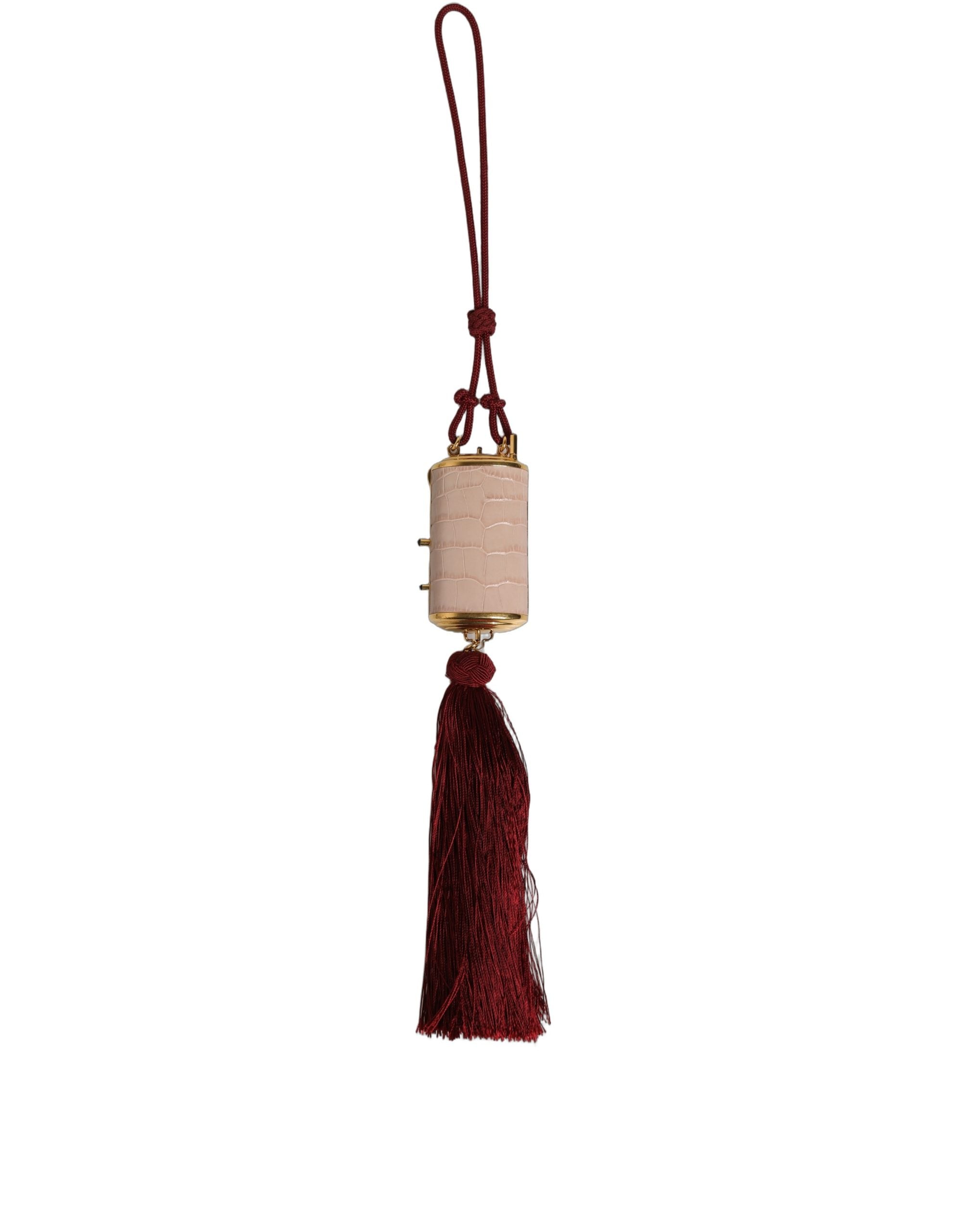 Dolce & Gabbana Pink Exotic Leather Mini Mirror Tassel Makeup Women's Bag