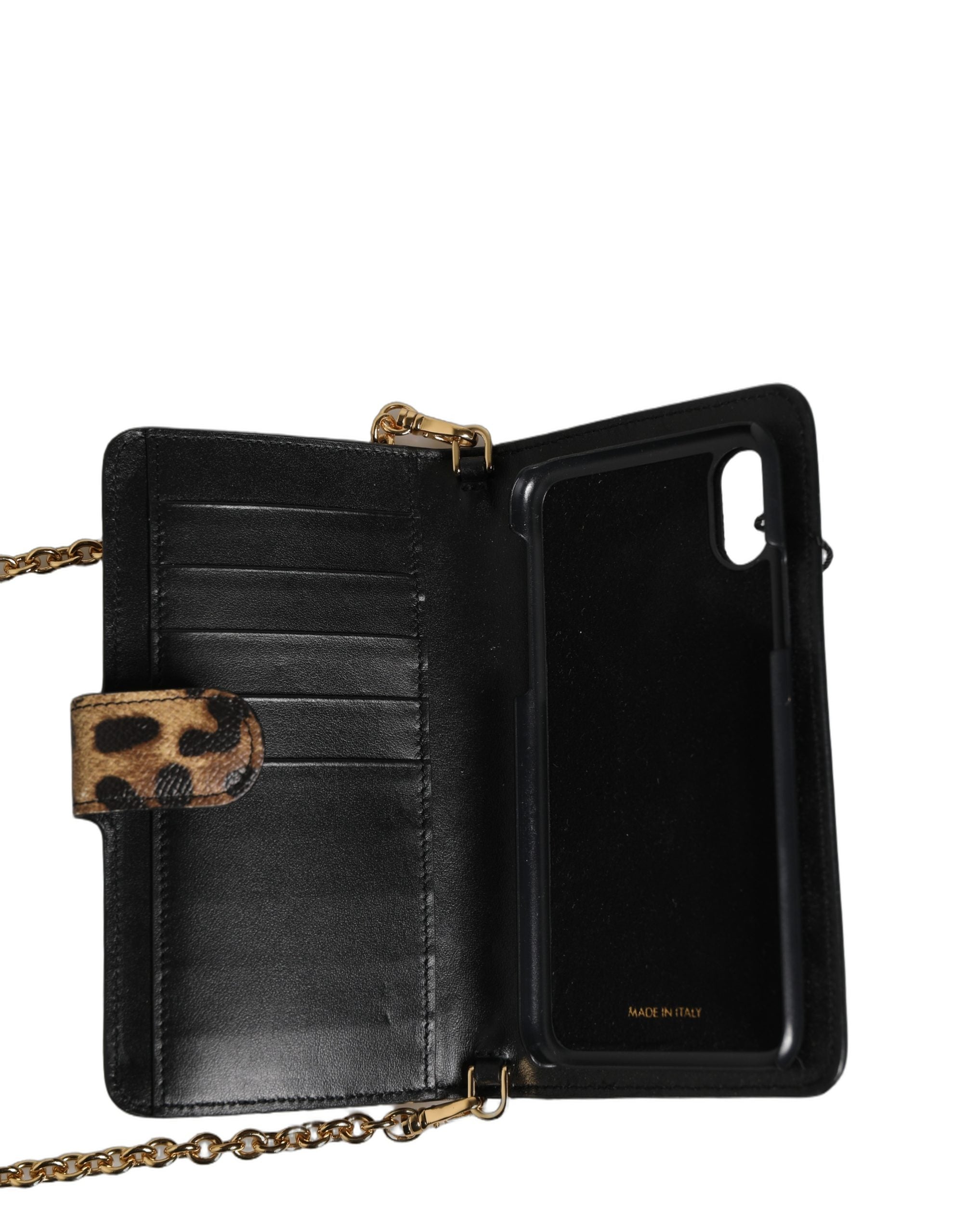 Dolce & Gabbana Flip Cover Brown Leopard Crystal iPhone X - XS Women's Case