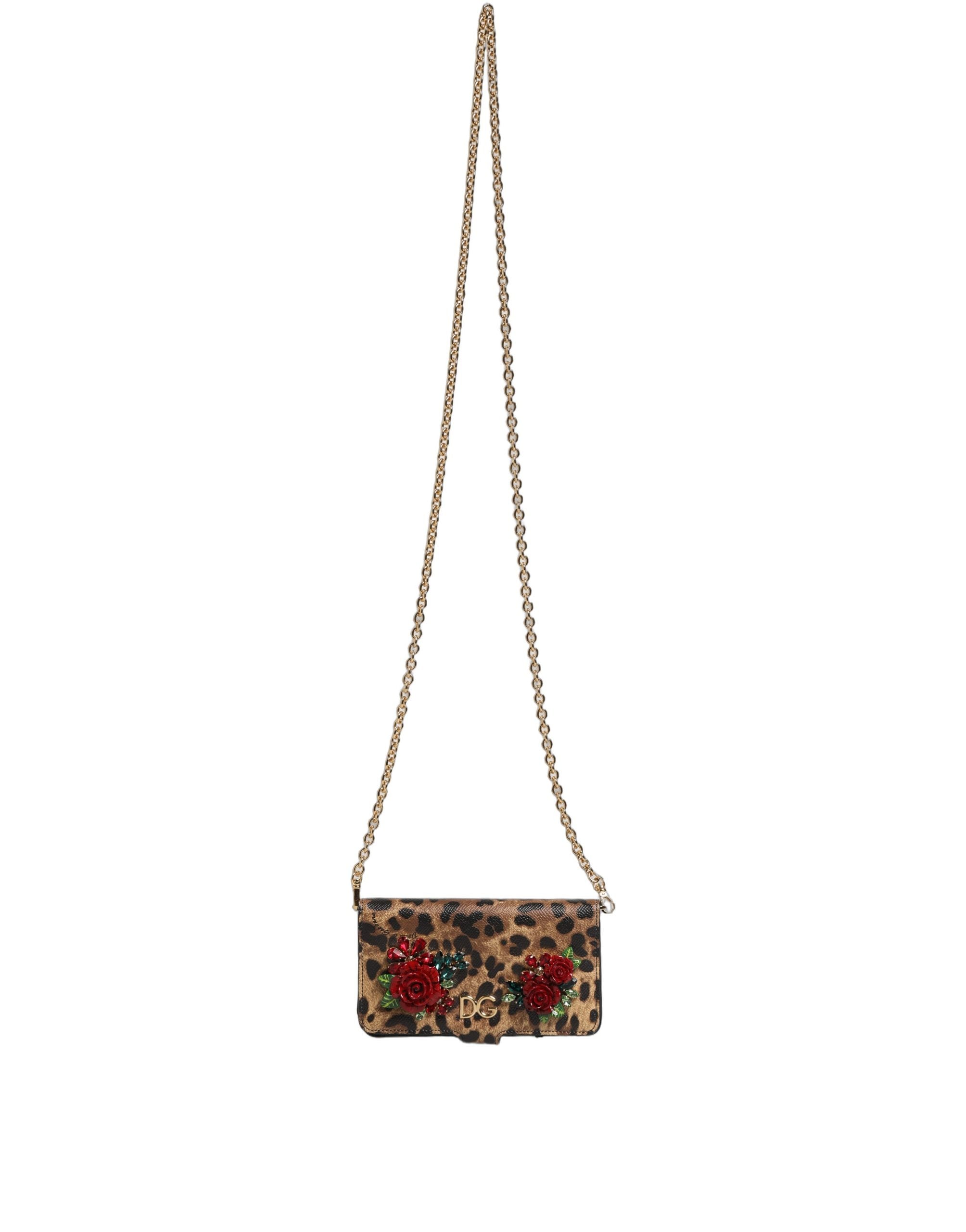Dolce & Gabbana Flip Cover Brown Leopard Crystal iPhone X - XS Women's Case