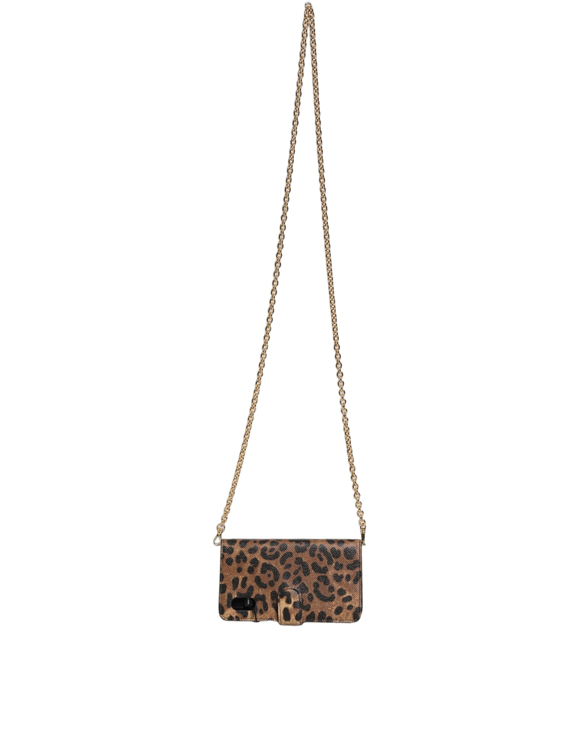 Dolce & Gabbana Flip Cover Brown Leopard Crystal iPhone X - XS Women's Case