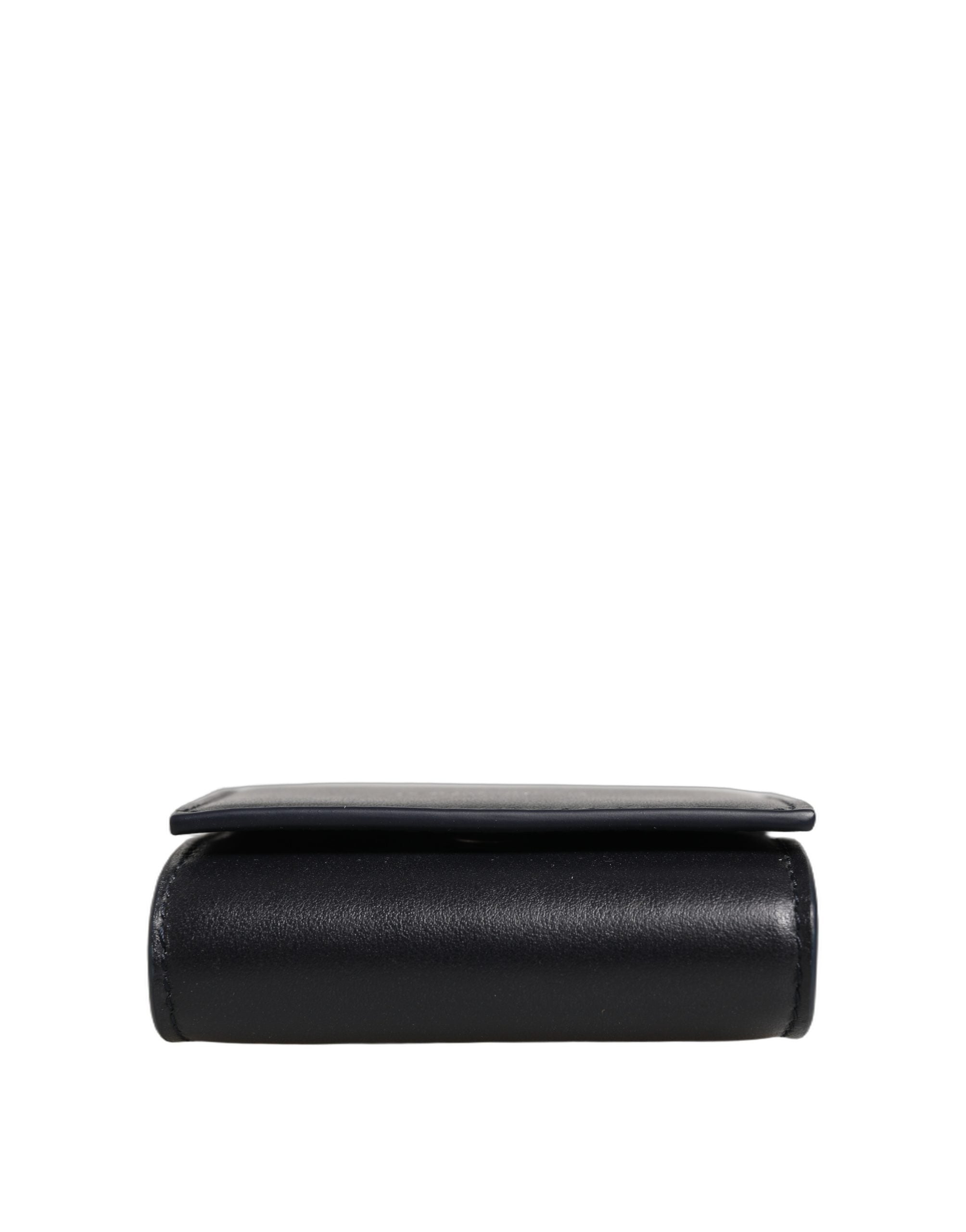 Dolce & Gabbana Black Calfskin Leather Logo Print Bifold CoinPurse Women's Wallet