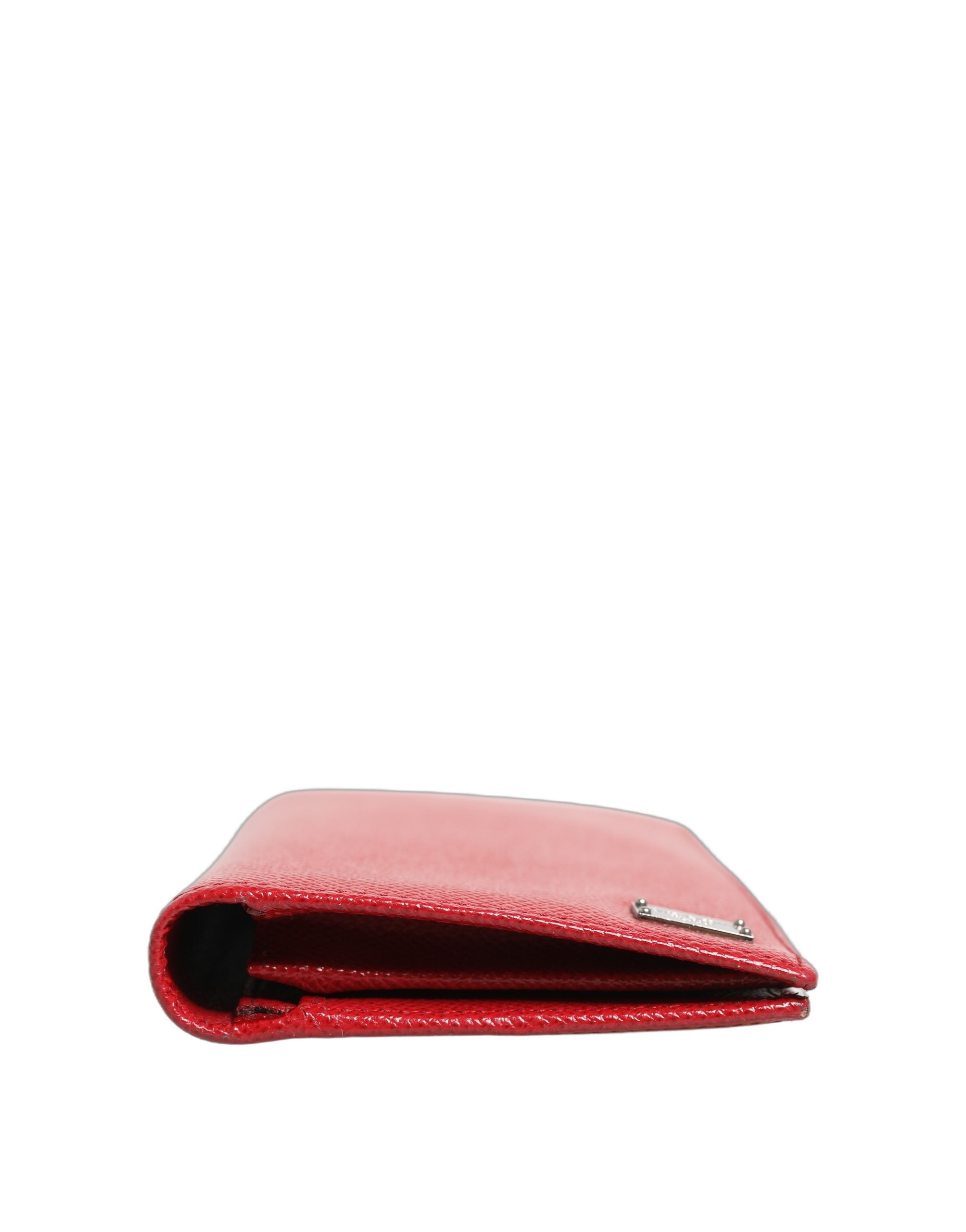 Dolce & Gabbana Red Dauphine Leather ID Men Card Holder Bifold Women's Wallet (Pre-Owned)