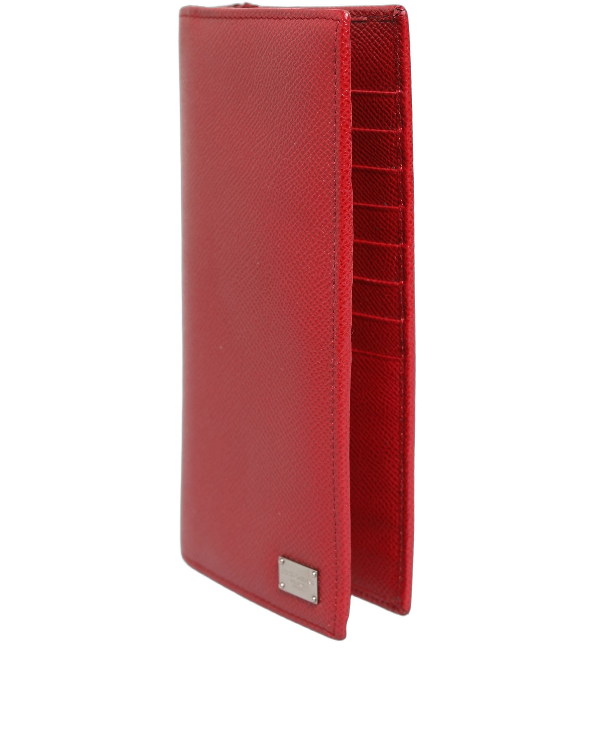 Dolce & Gabbana Red Dauphine Leather ID Men Card Holder Bifold Women's Wallet (Pre-Owned)