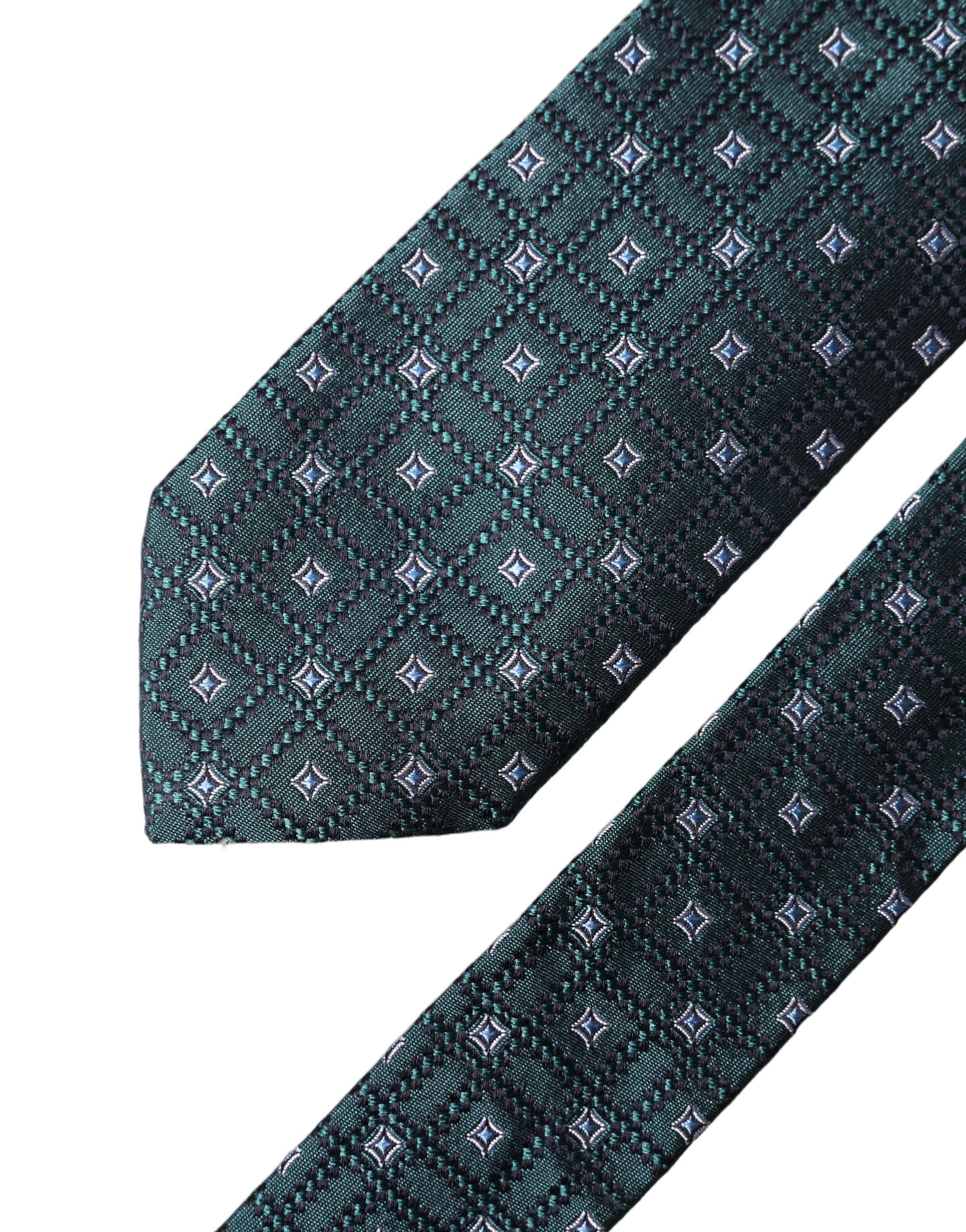 Dolce & Gabbana Dark Green Patterned Silk Adjustable Men NeckMen's Men's Tie