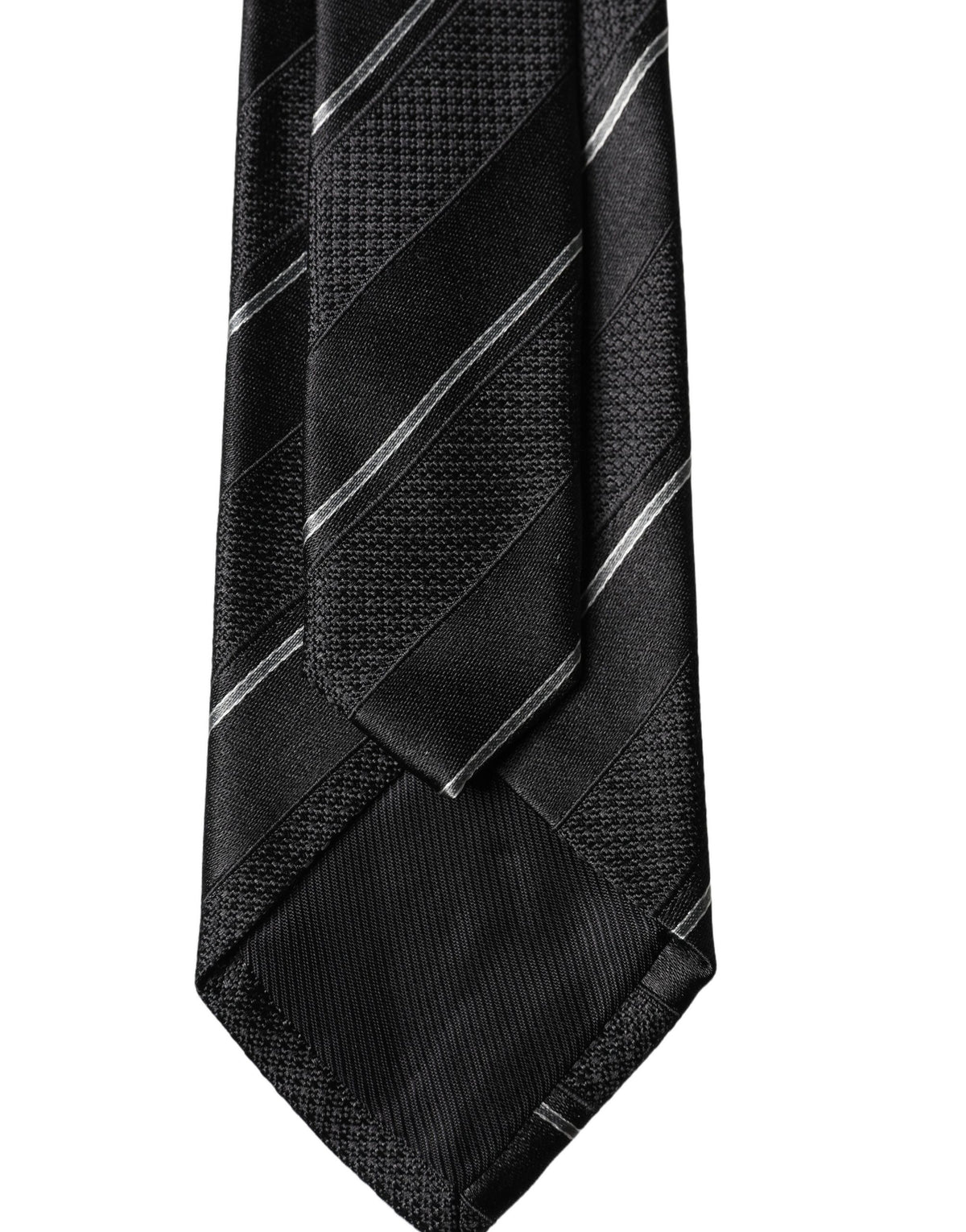 Dolce & Gabbana Dark Gray White Stripes 100% Silk Adjustable Men NeckMen's Men's Tie