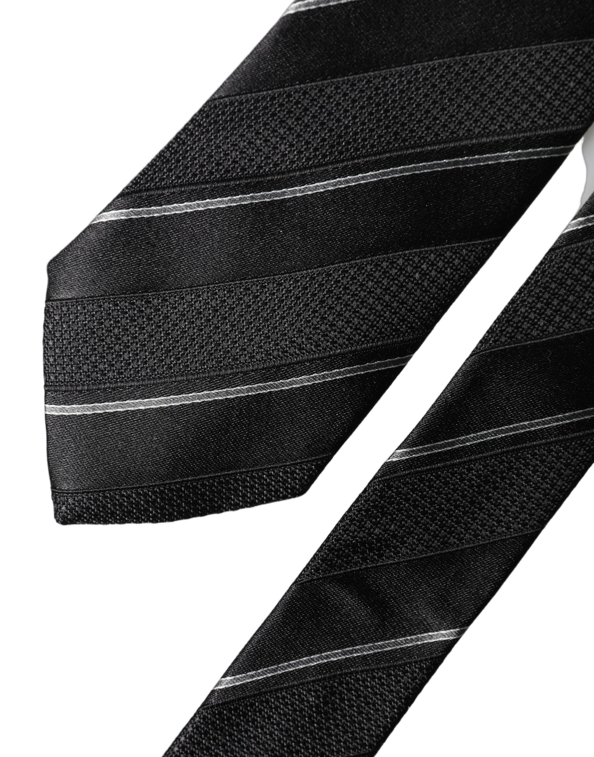 Dolce & Gabbana Dark Gray White Stripes 100% Silk Adjustable Men NeckMen's Men's Tie