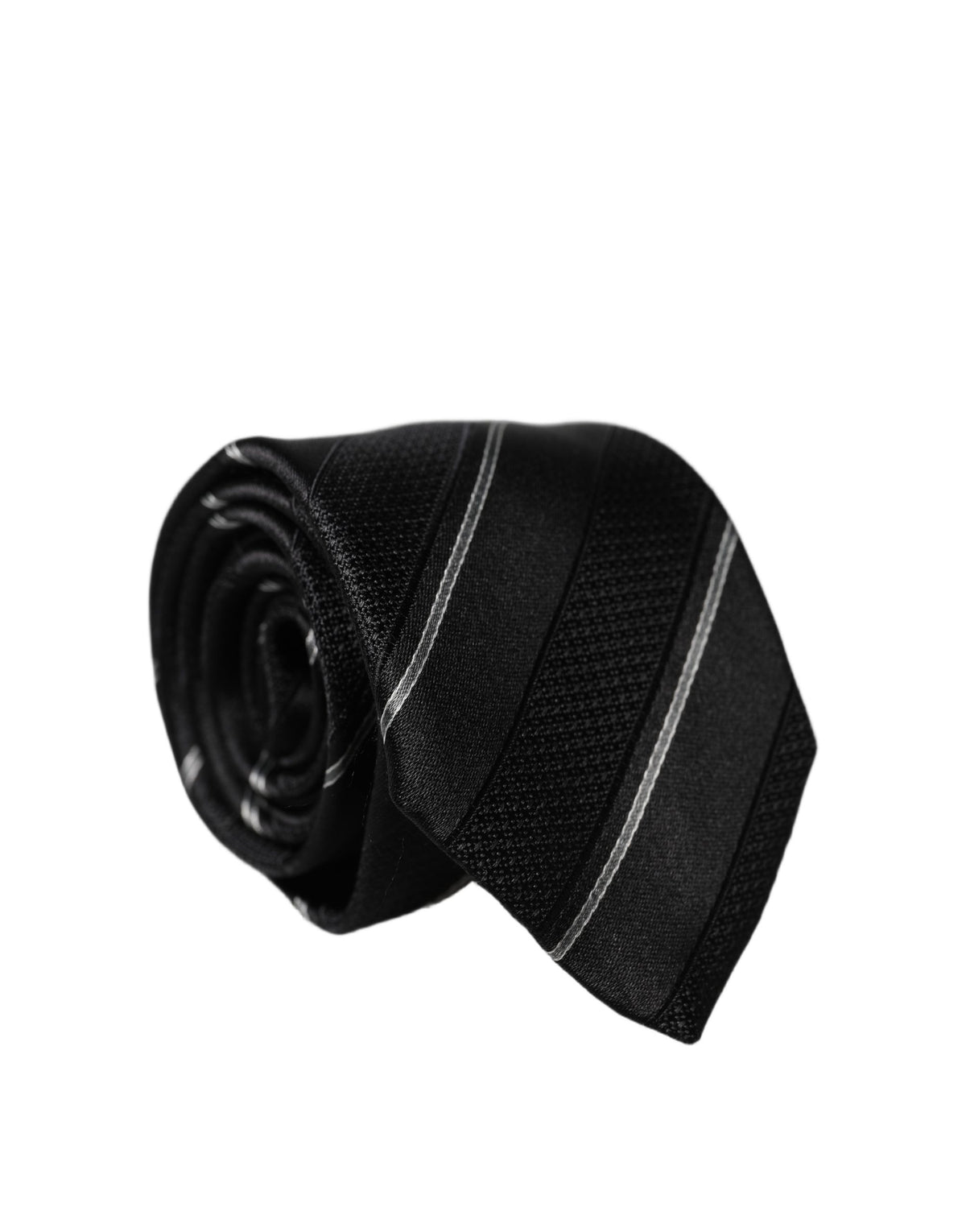 Dolce & Gabbana Dark Gray White Stripes 100% Silk Adjustable Men NeckMen's Men's Tie