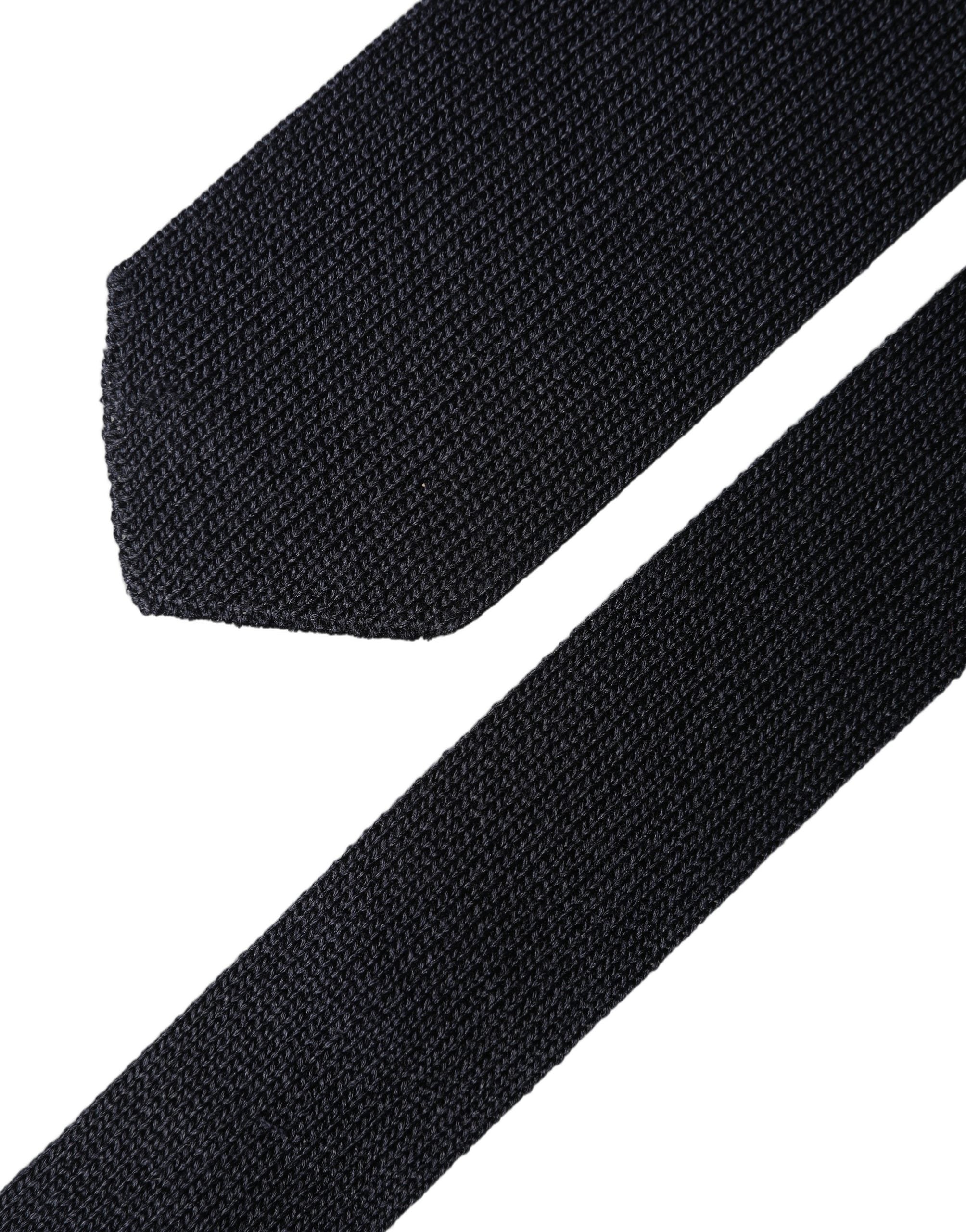 Dolce & Gabbana Dark Blue Solid 100% Silk Adjustable Men NeckMen's Men's Tie