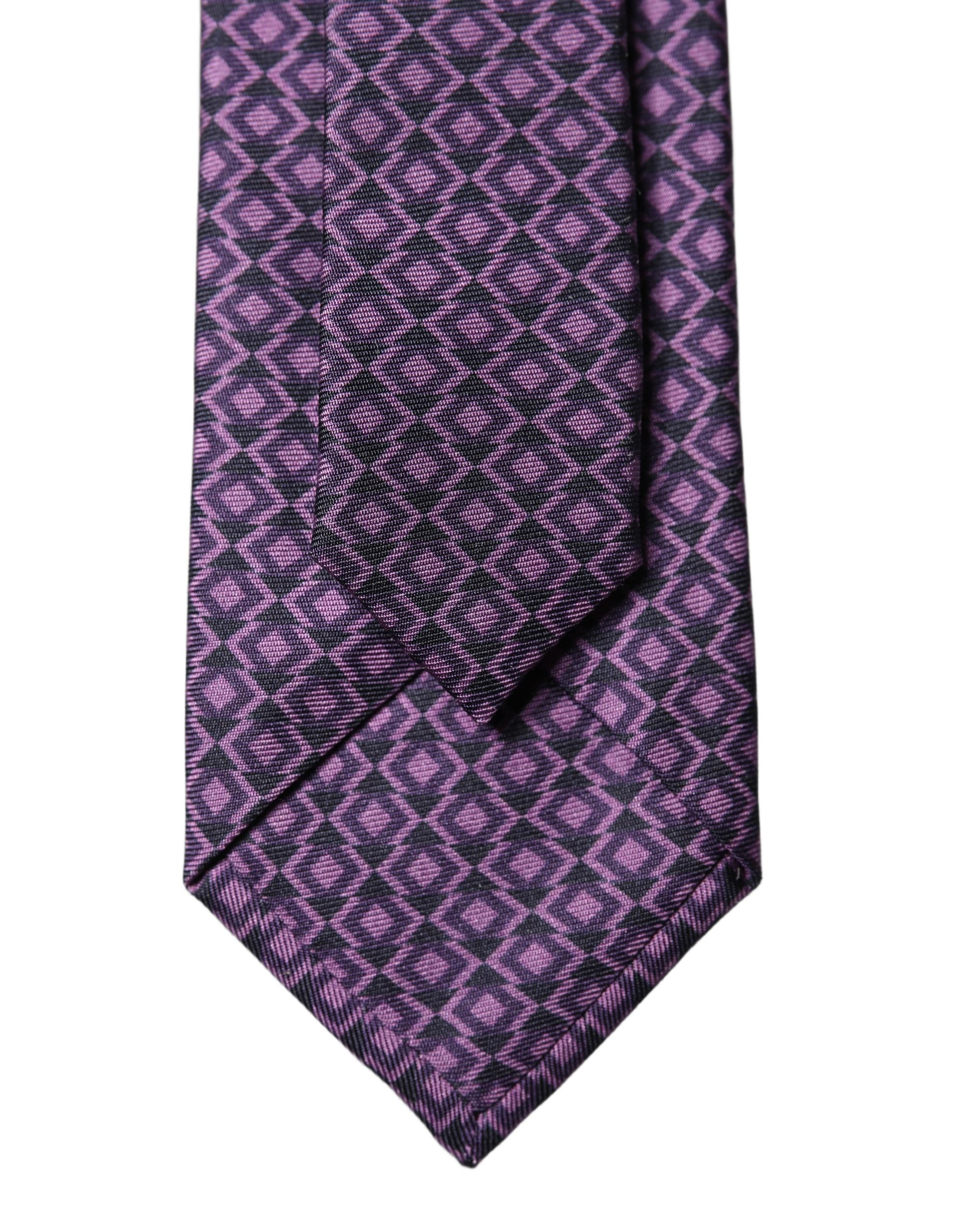 Dolce & Gabbana Purple Patterned 100% Silk Adjustable Men NeckMen's Men's Tie