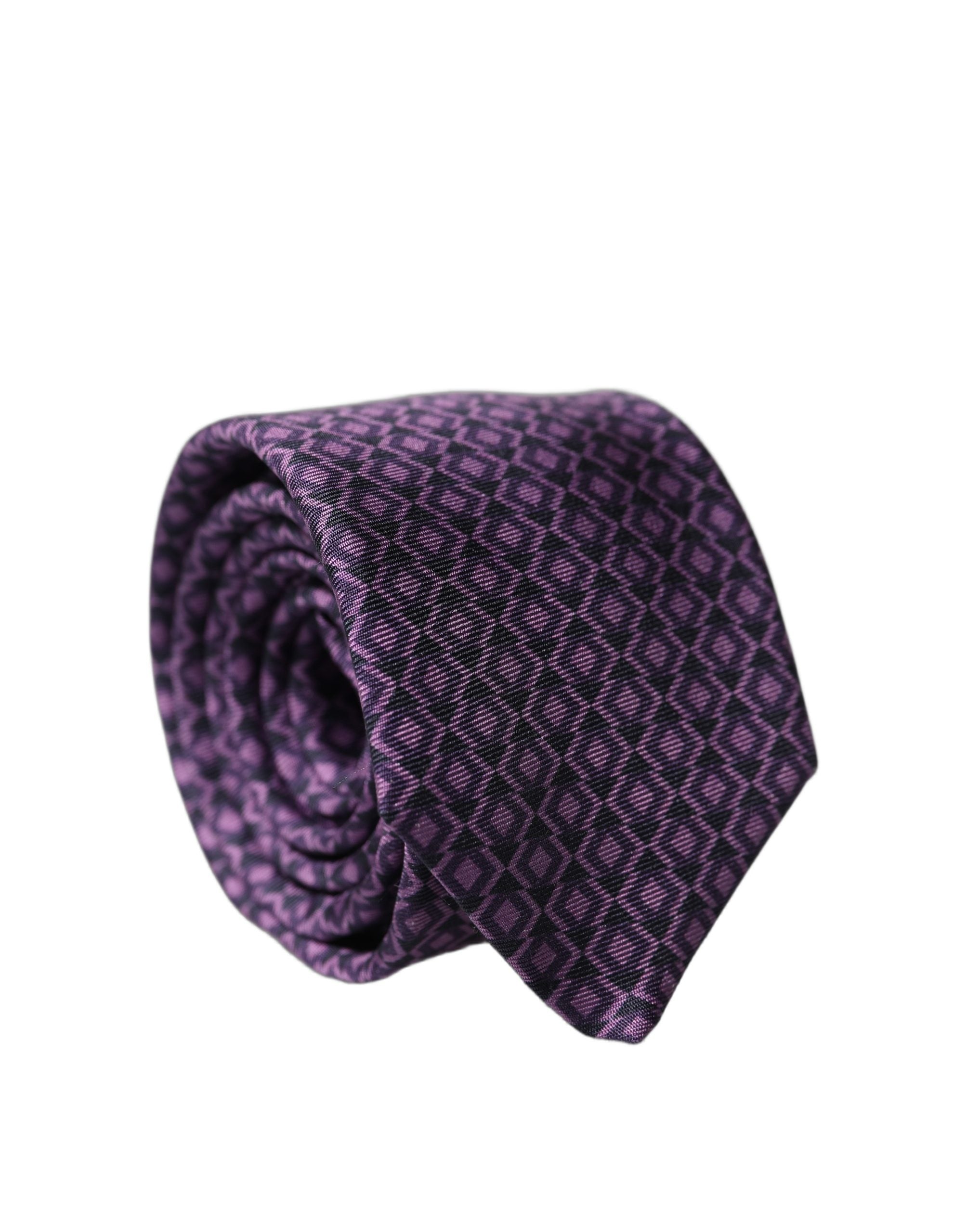 Dolce & Gabbana Purple Patterned 100% Silk Adjustable Men NeckMen's Men's Tie