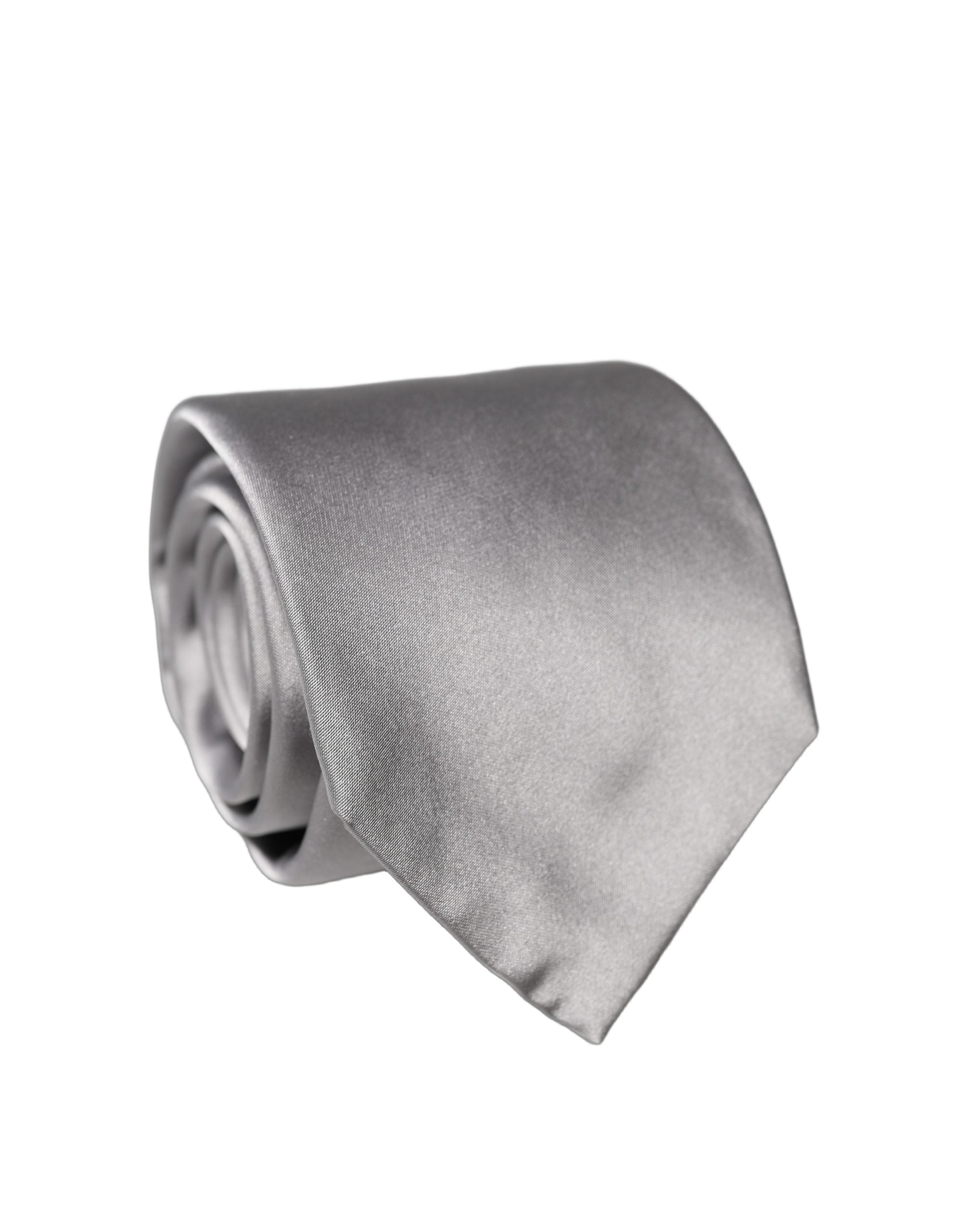 Dolce & Gabbana Gray Satin 100% Silk Adjustable Men Men'sd NeckMen's Men's Tie